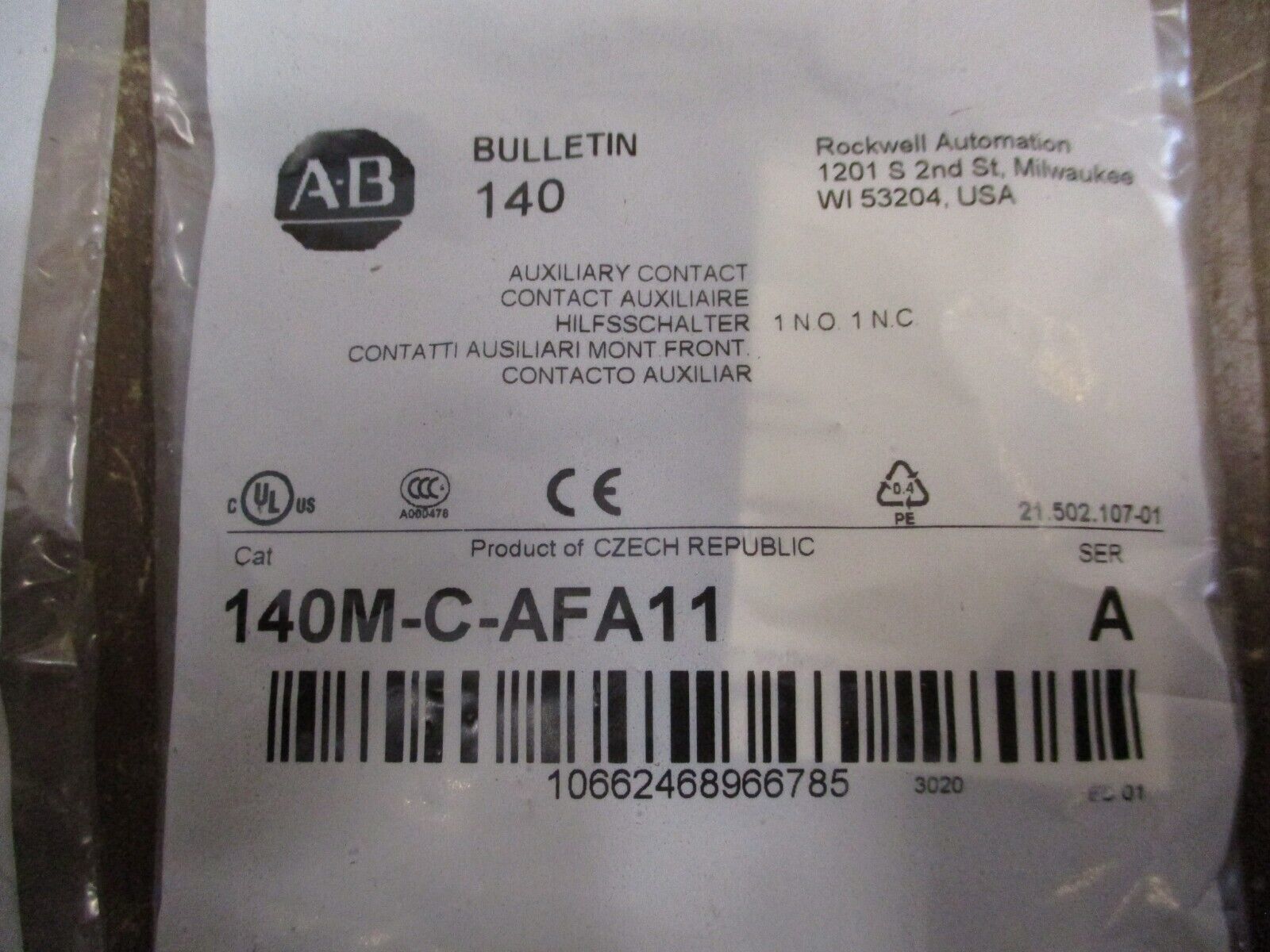 Allen-Bradley Aux Contact 140M-C-AFA11 Ser. A 1 N.O. 1 N.C. *Lot of 3*