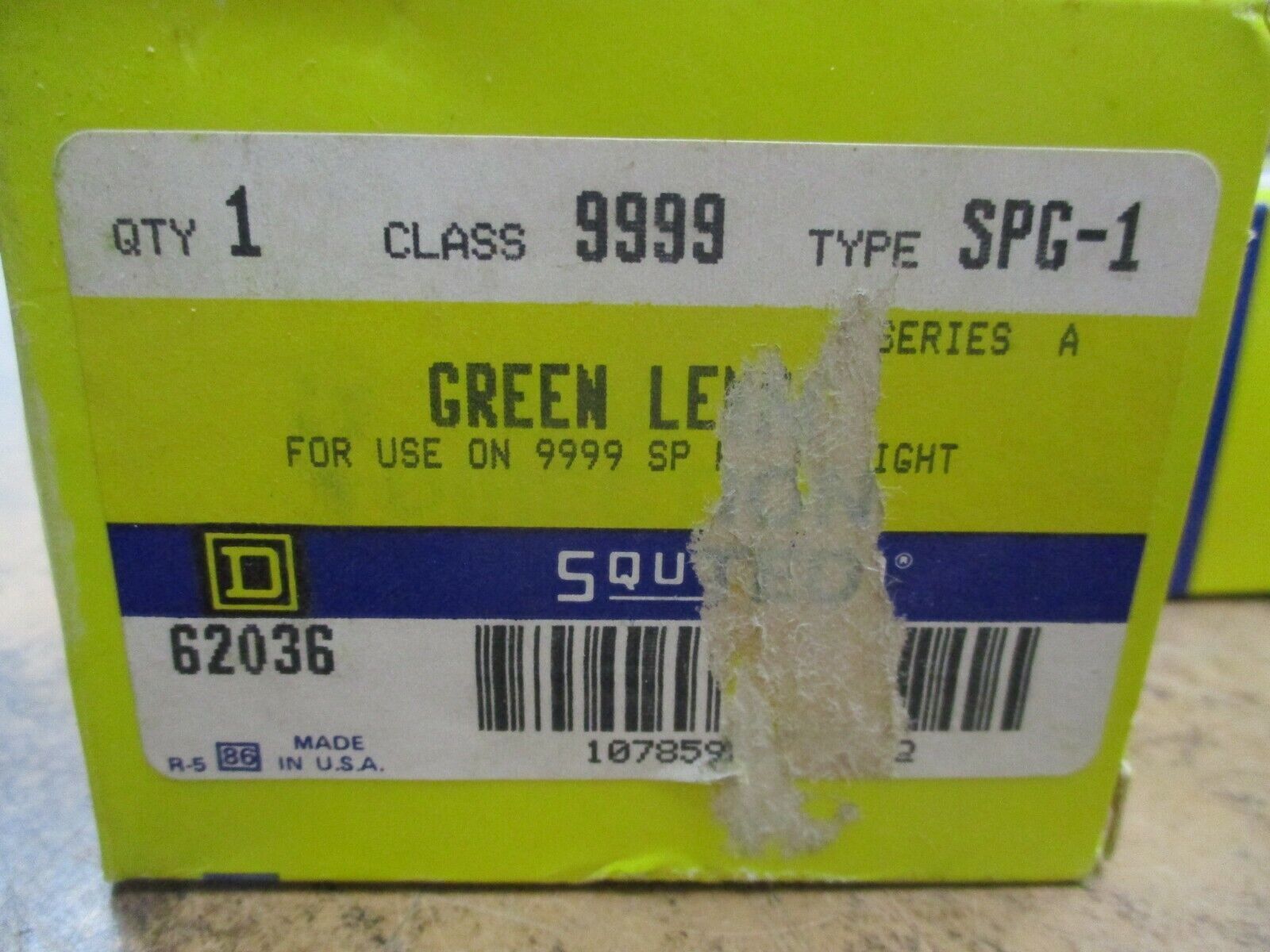 Square D Green Lens 9999 SPG-1 Ser. A For Use on 9999 SP Pilot Light New Surplus