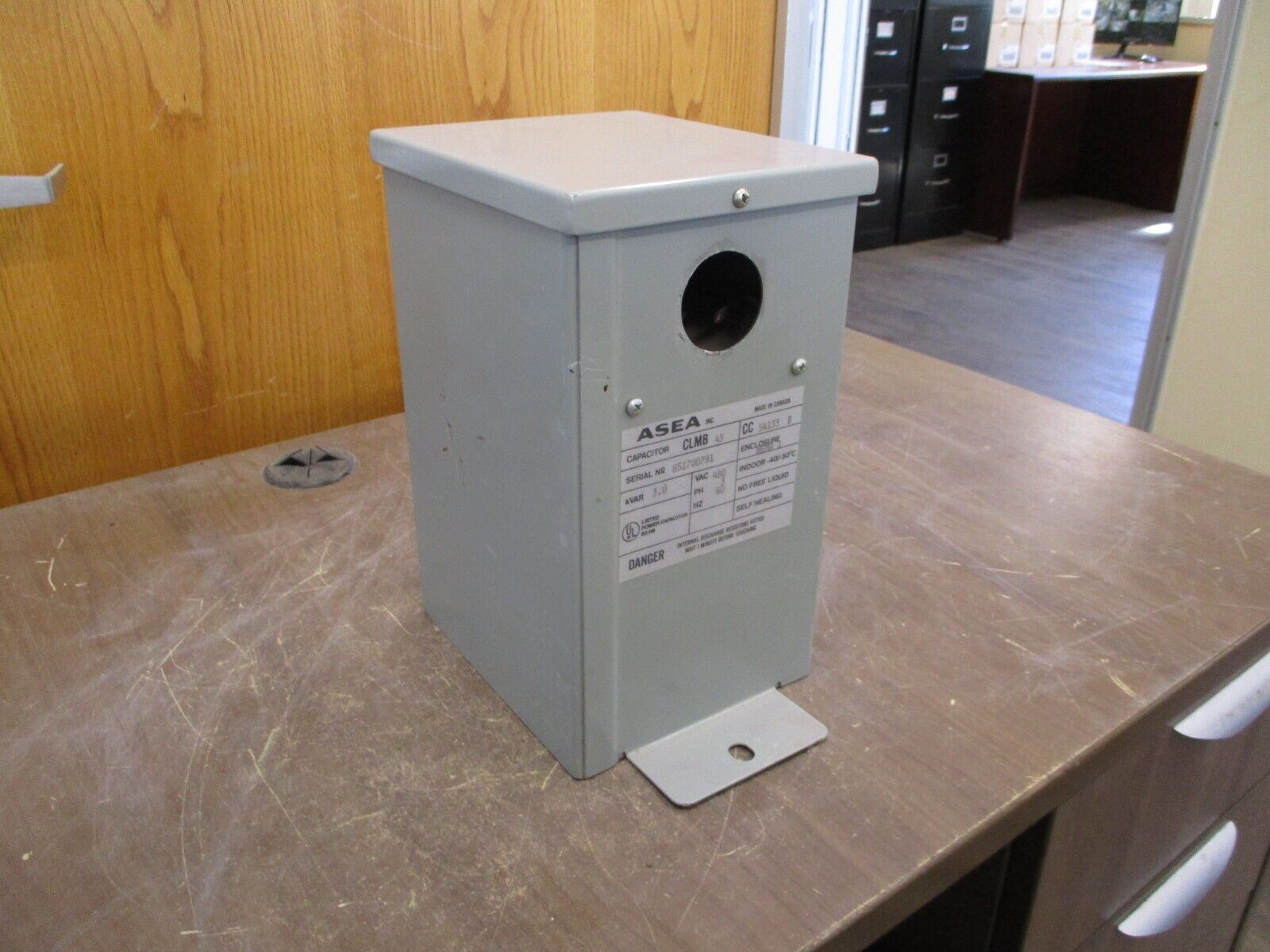 Asea Capacitor CLMB 43 CC 54133 B 3KVAR 480V 3Ph 60Hz Used