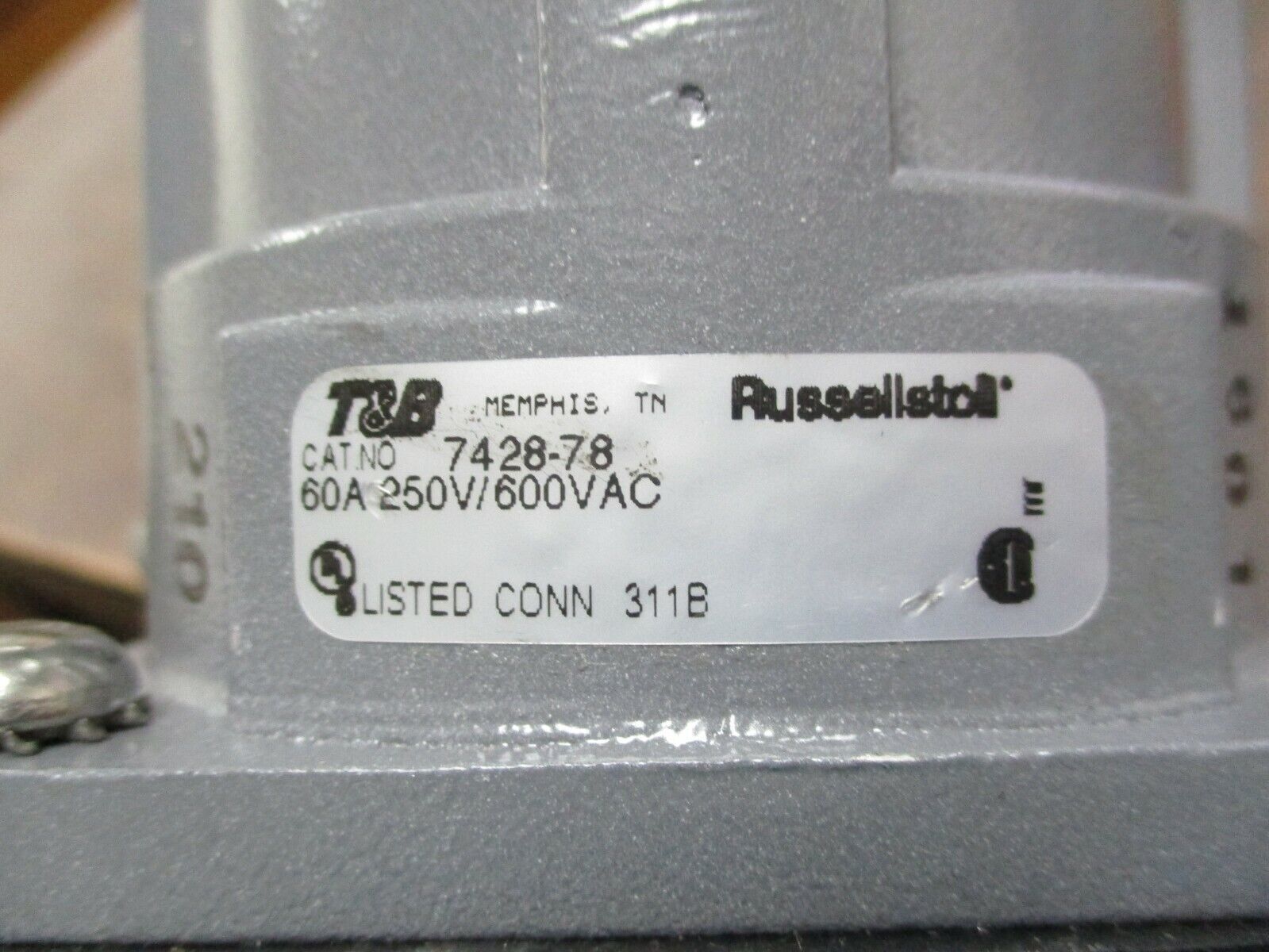 Russellstoll Receptacle w/ Base 7428-78 Wire End 60A 600V Used
