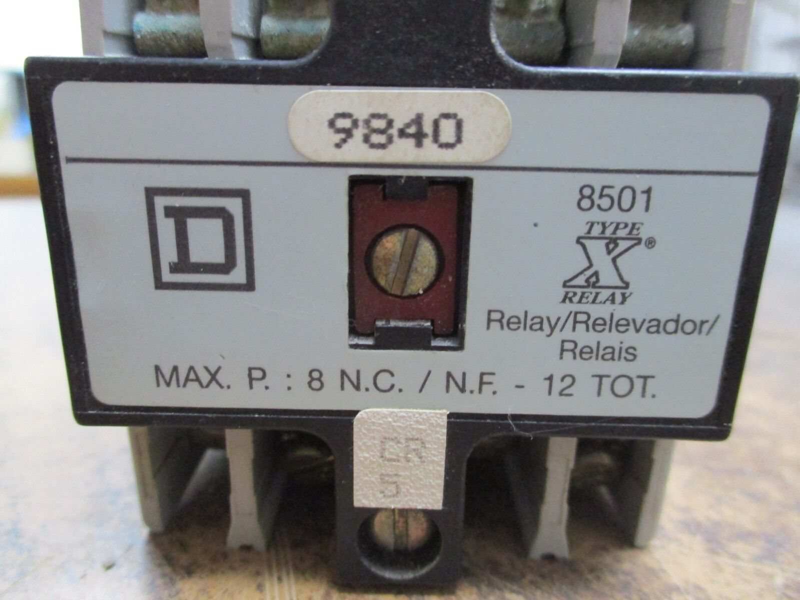 Square D Type X Control Relay 8501 X0 80 9840 Ser. A 120V Coil 20A 600V Used