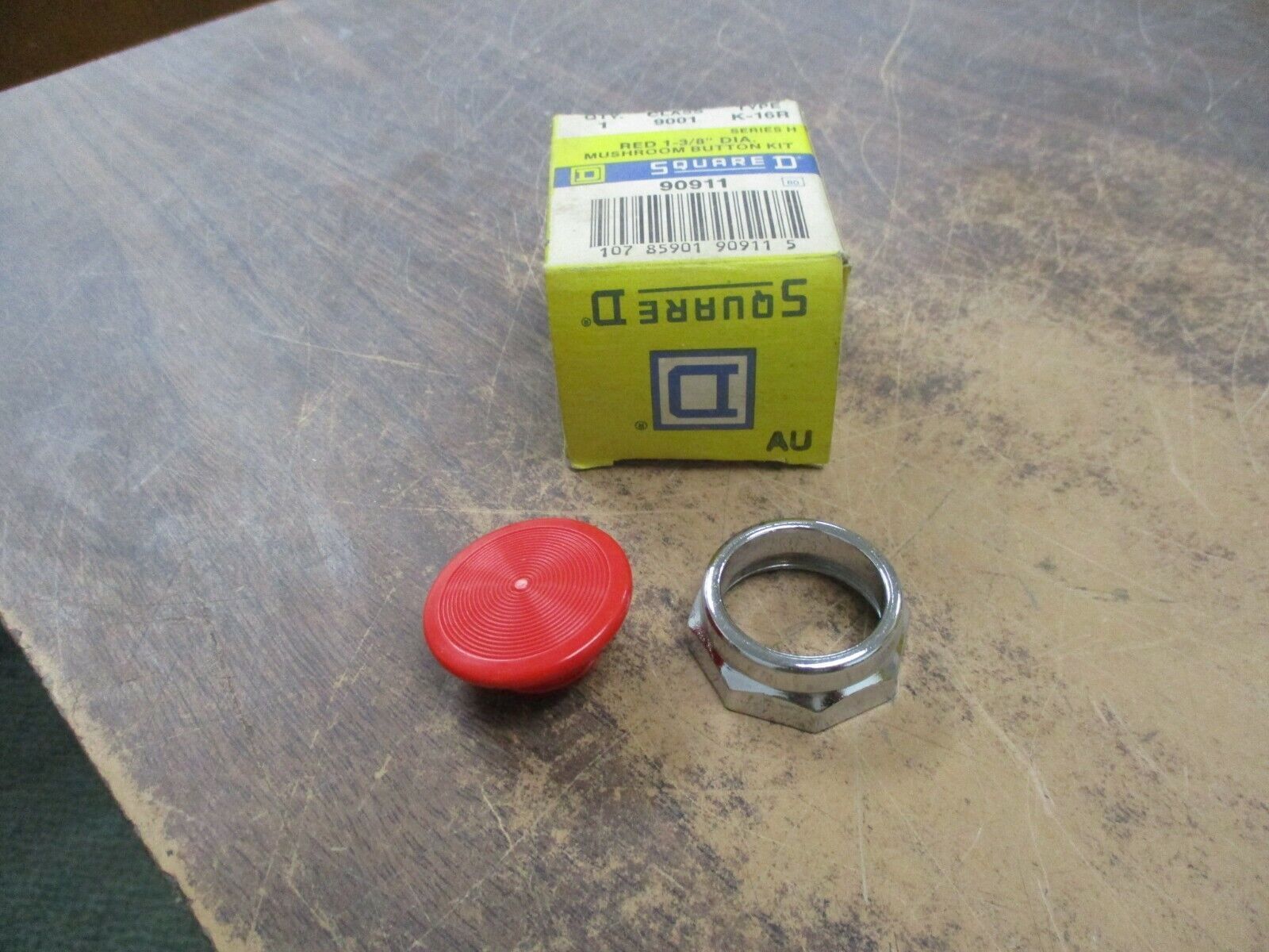 Square D Mushroom Button Kit 9001 K-16R Ser. H 1-3/8" Red New Surplus