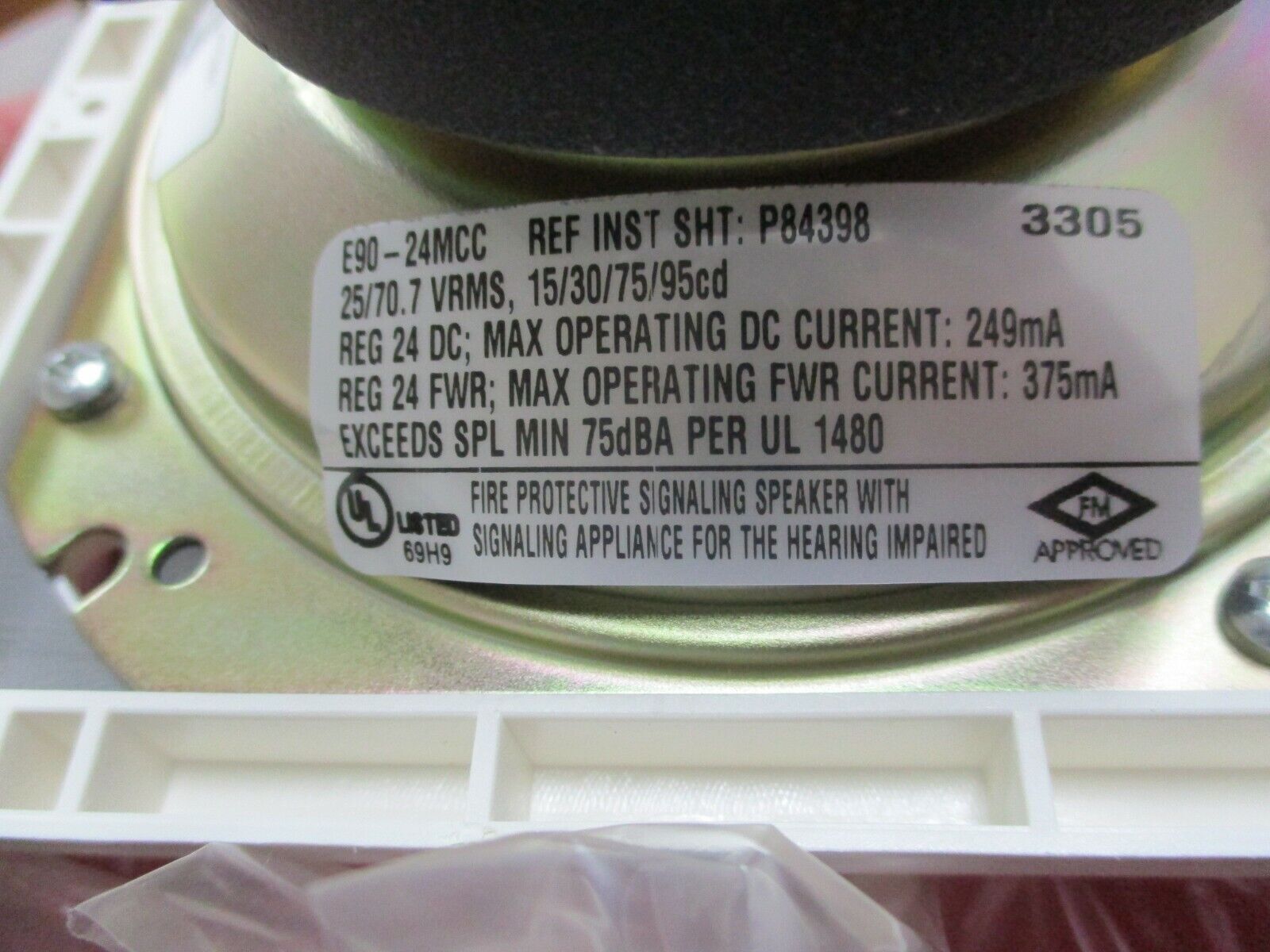 Wheelock Strobe Speaker E90-24MCC-FR Strobe: 24VDC 15/30/75/95cs Red New Surplus