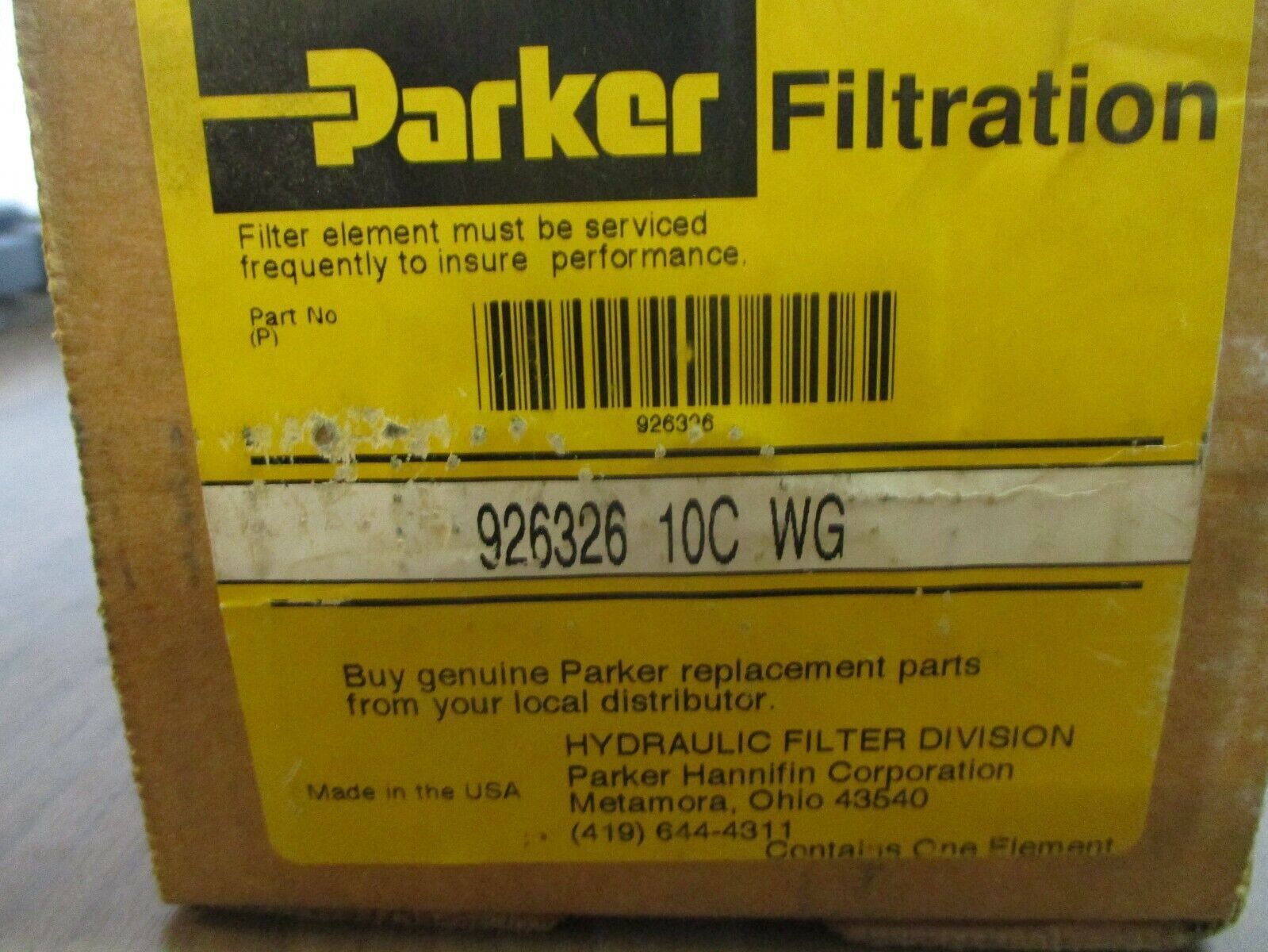 Parker Filter Element 926326 10C WG New Surplus