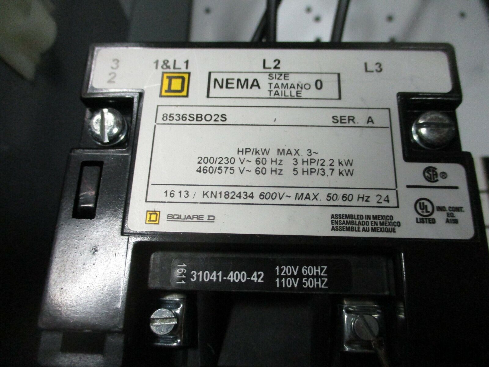 Square D Fusible Size 0 Combination 8538SBG11V81CFF4P51T Ser. K 120V Coil Used