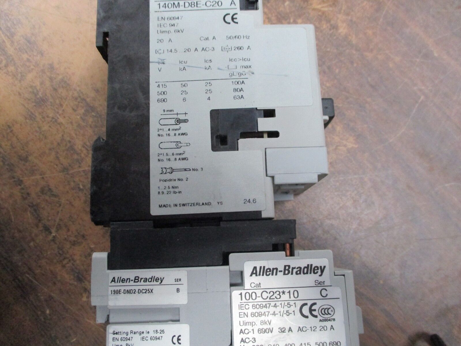 Allen-Bradley Starter 190E-DND2-DC25X Ser. B 120V Coil 30A 600V Trip:14.5-20A