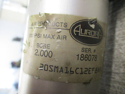 Aurora Pneumatic Air Cylinder 20SMA16C12EF 200PSI Bore: 2.000 Stroke: 1.500 Used