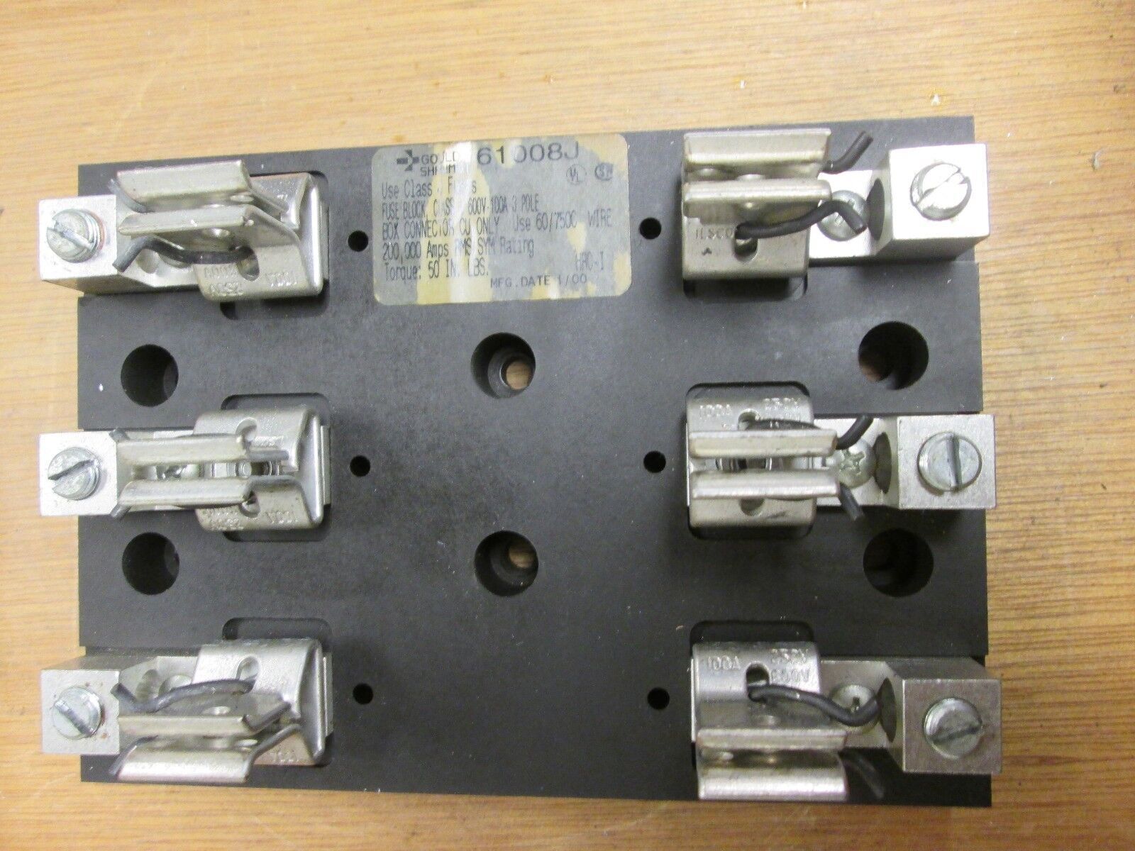 Gould Fuse Block 61008J 100A 600V 3P Used