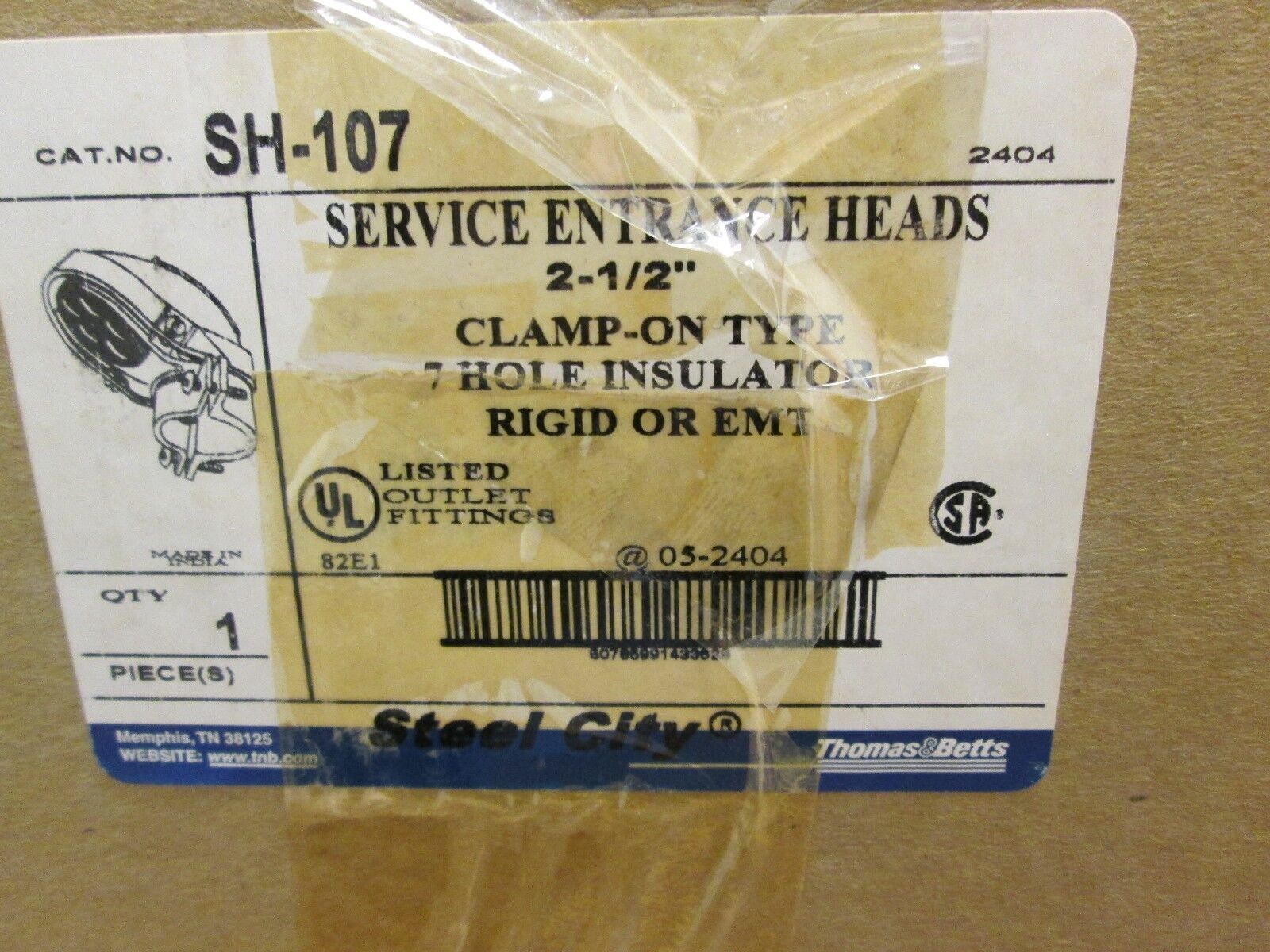 Thomas & Betts Service Entrance Head SH-107 Size 2-1/2" 7 Hole Insulator
