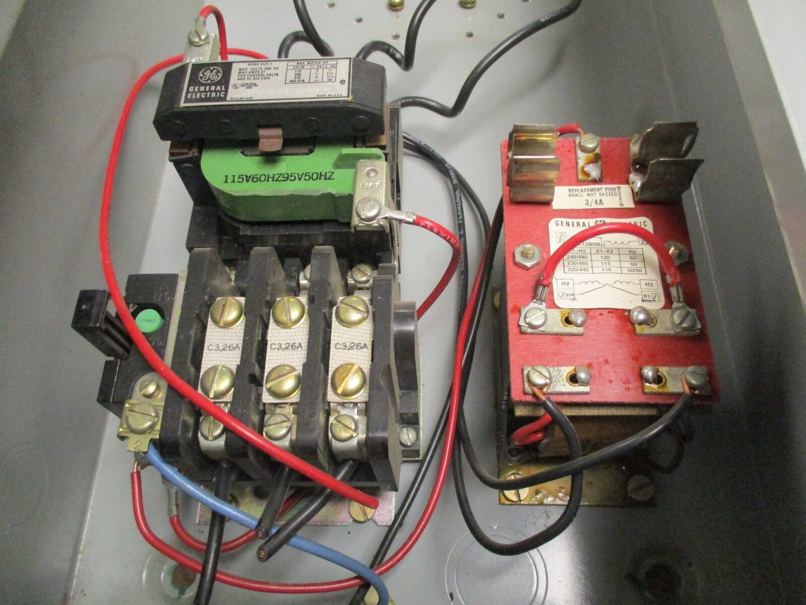 GE Size 1 Non Fusible Combination CR208C100EGA 115V Coil 27A 600V Used