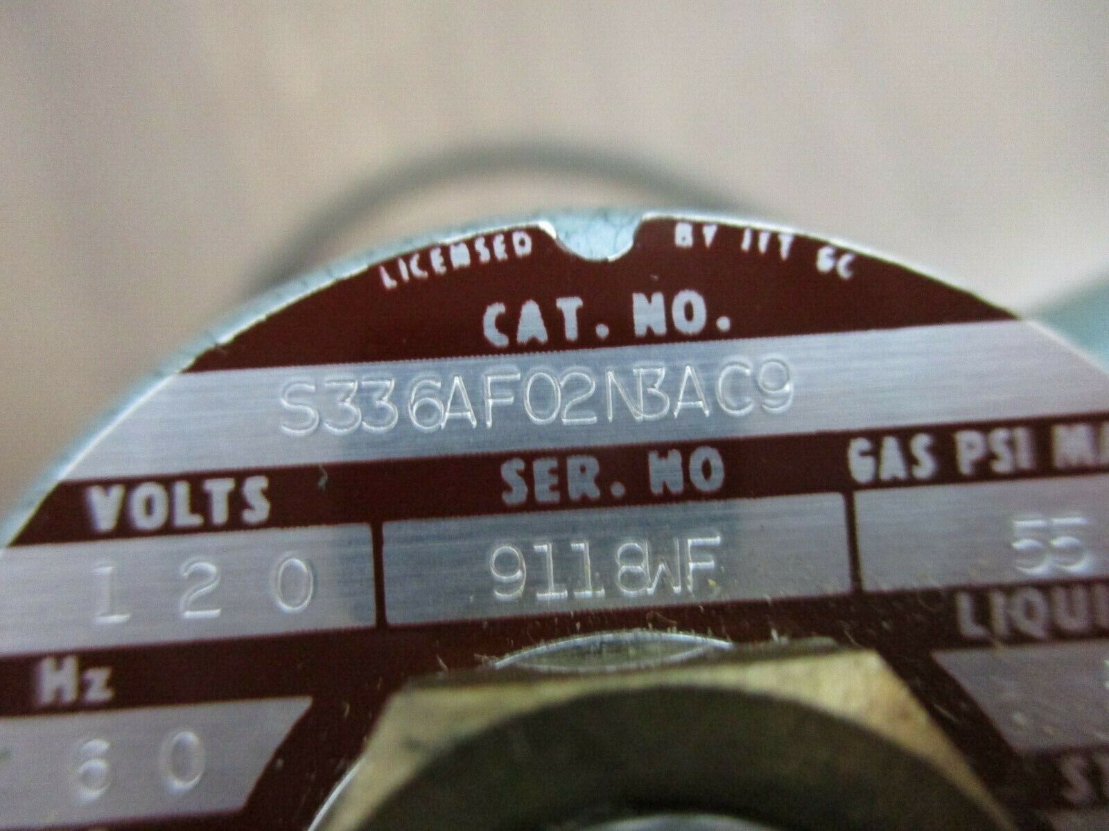 Konan Solenoid Valve S336AF02N3AC9 55PSI 110/120V 50/60Hz 10W 0.15A Used