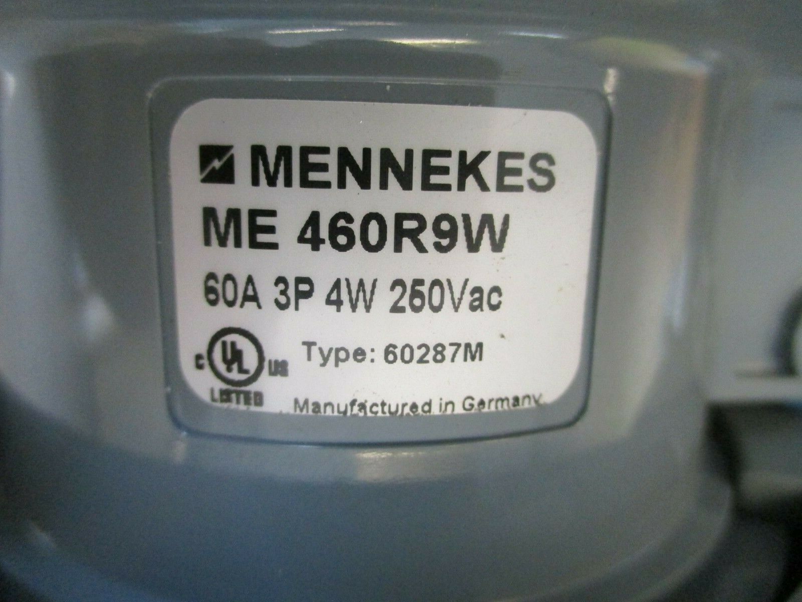 Mennekes Plug & Receptacle Set ME460P9W-1109/ME460R9W 60A 250V 4W 3P Used