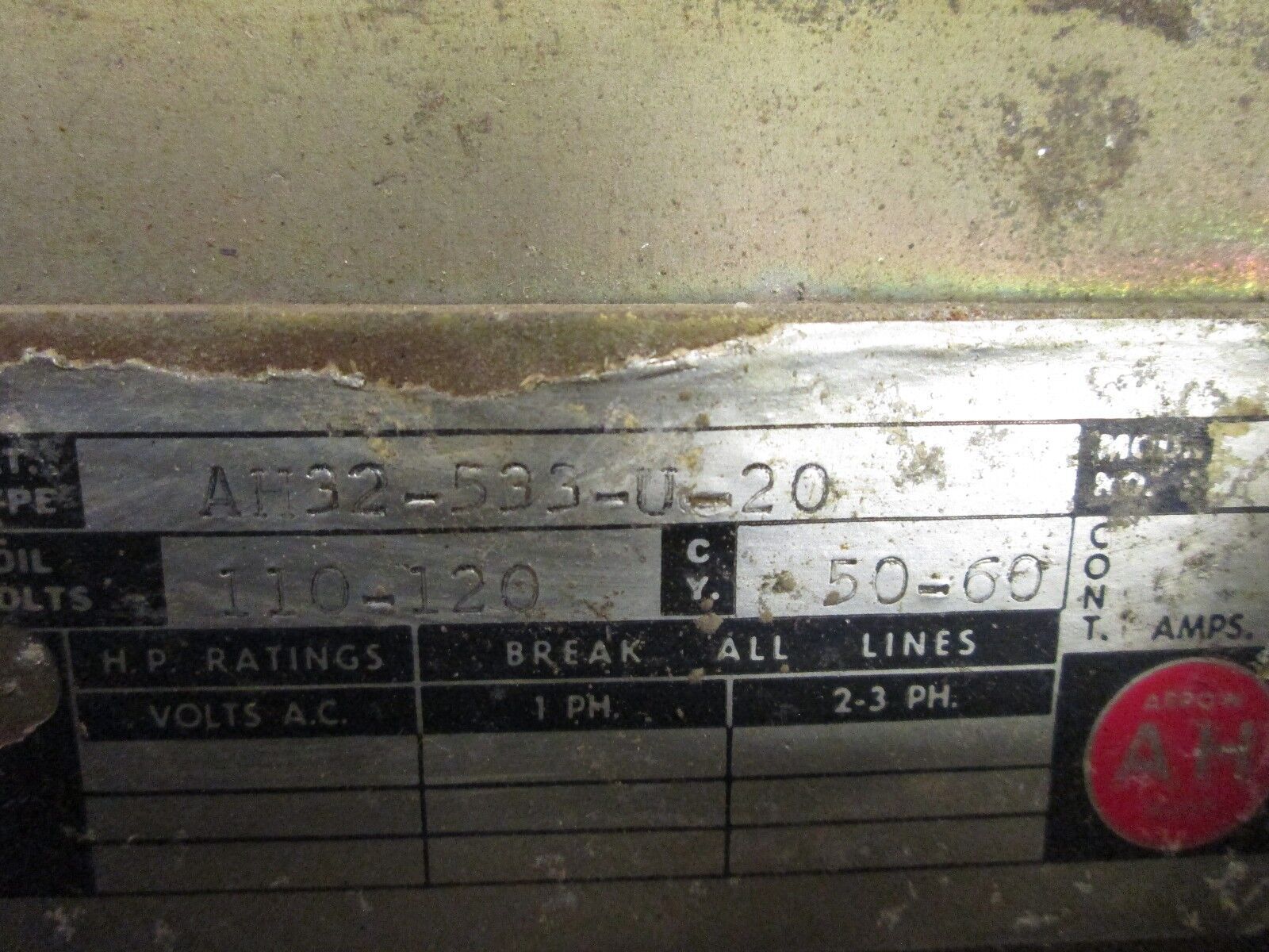 Arrow-Hart Size 5 Starter AH32-533-U-20 110-120V Coil Used