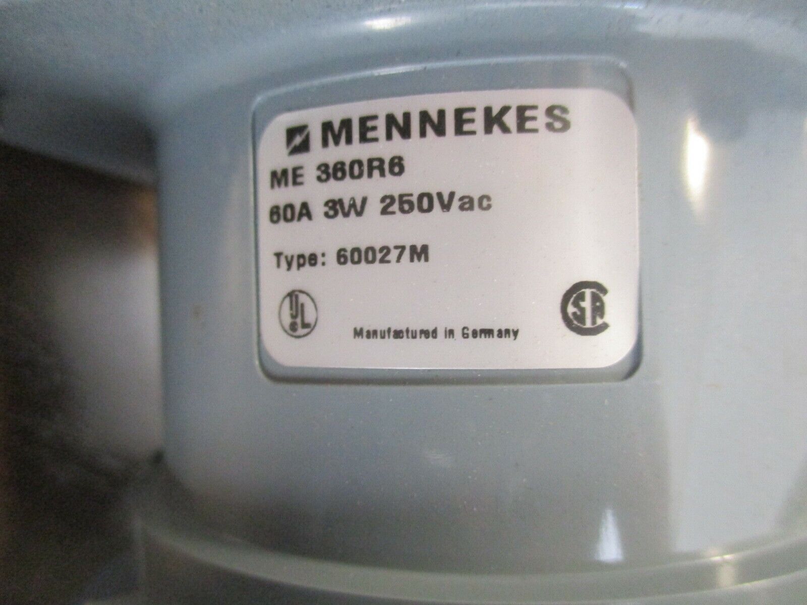 Mennekes Plug & Receptacle Set ME360P6-1227/ME360R6 60A 250V 3W Used