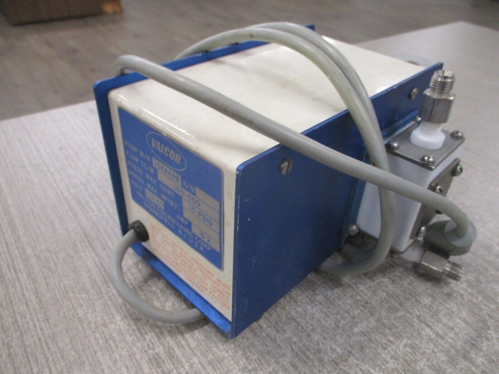 Valcor Pump 104A44B Flow: 100-500 CC/M 15 PSIG 115V 60Hz 0.2A Used