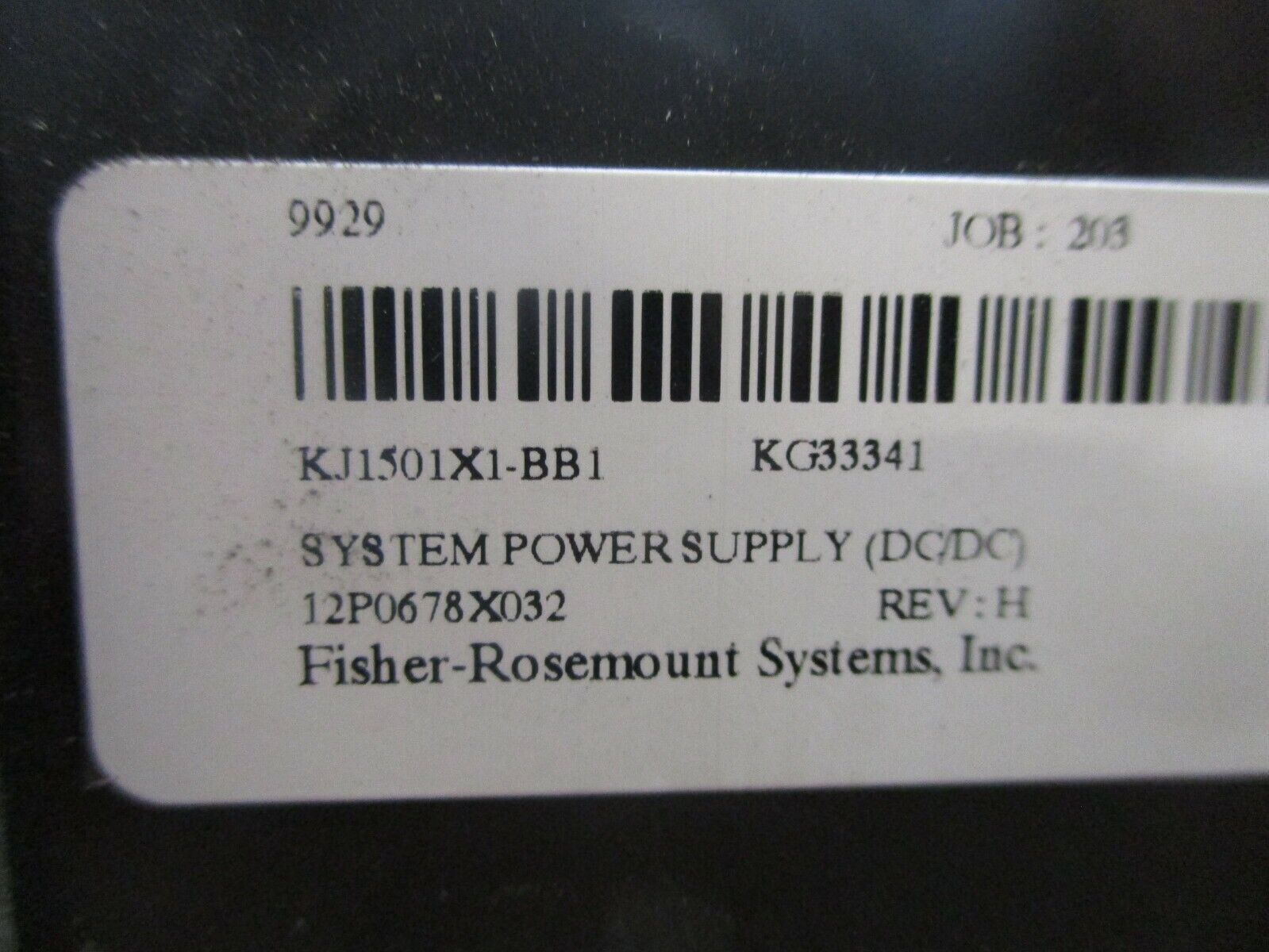 Fisher-Rosemount KJ1501X1-BB1 Delta V System Power Supply 12P0678X032 Rev. H