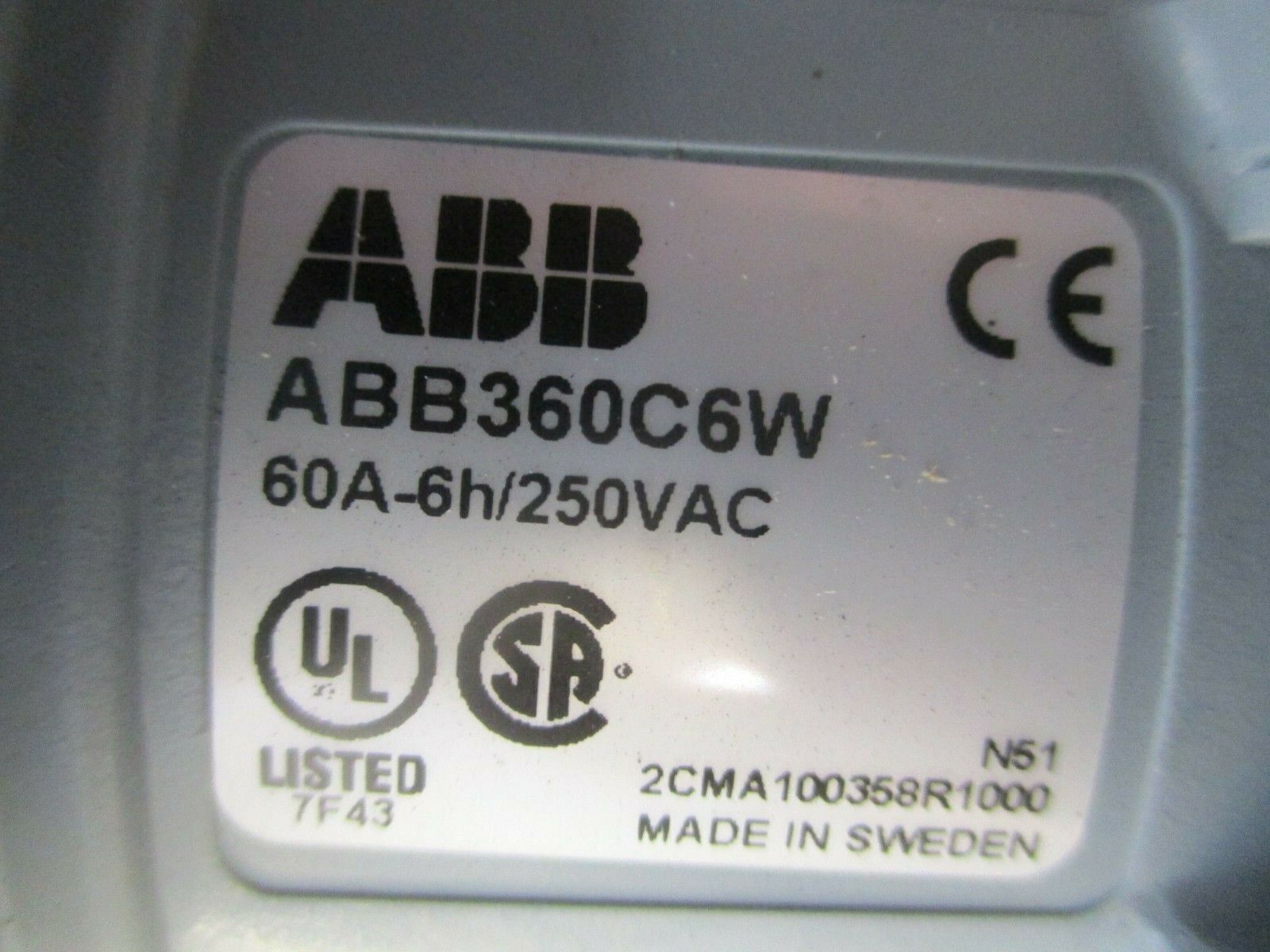 ABB Connector ABB360C6W 60A 250V Used