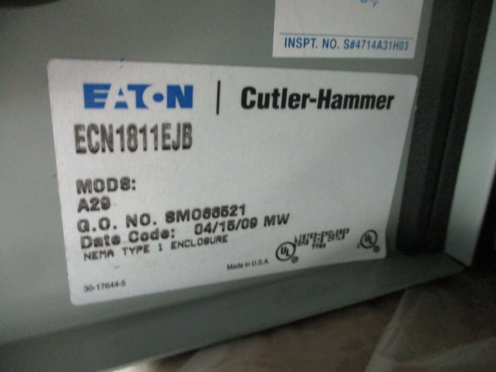 Eaton Fusible Size 1 Combination ECN1811EJB Ser. A1 27A New Surplus