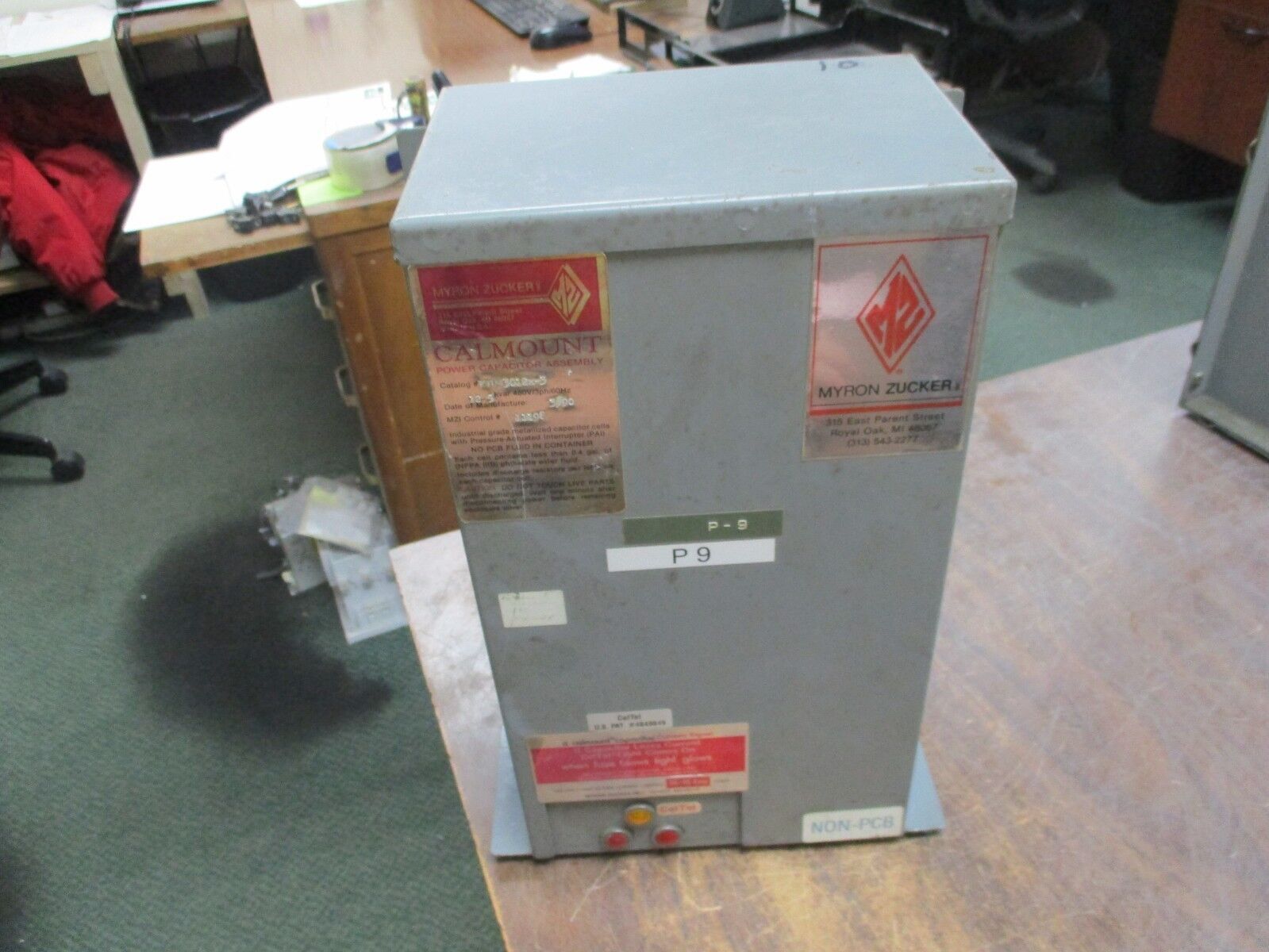 Myron Zucker Calmount Capacitor KIM43012x-3 12.5KVAR 480V 3Ph 60Hz Used