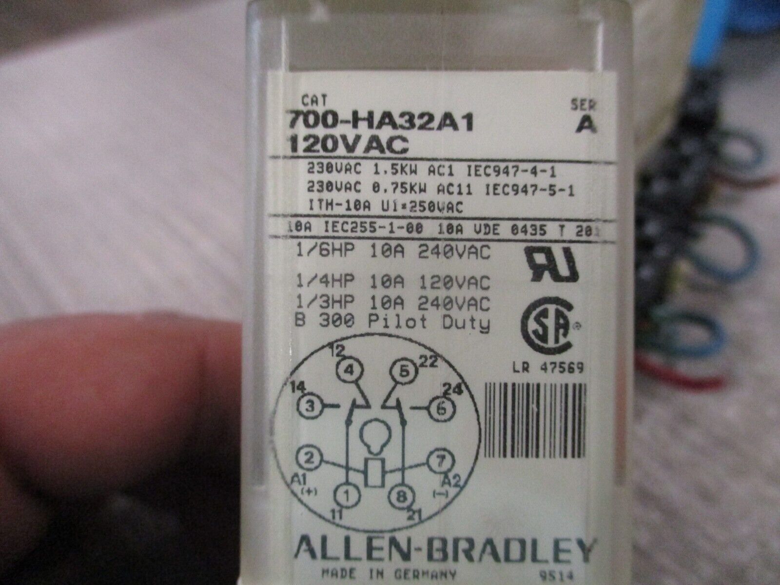Allen-Bradley Relay 700-HA32A1 Ser. A 120V Coil W/Base Lot of 4 Used