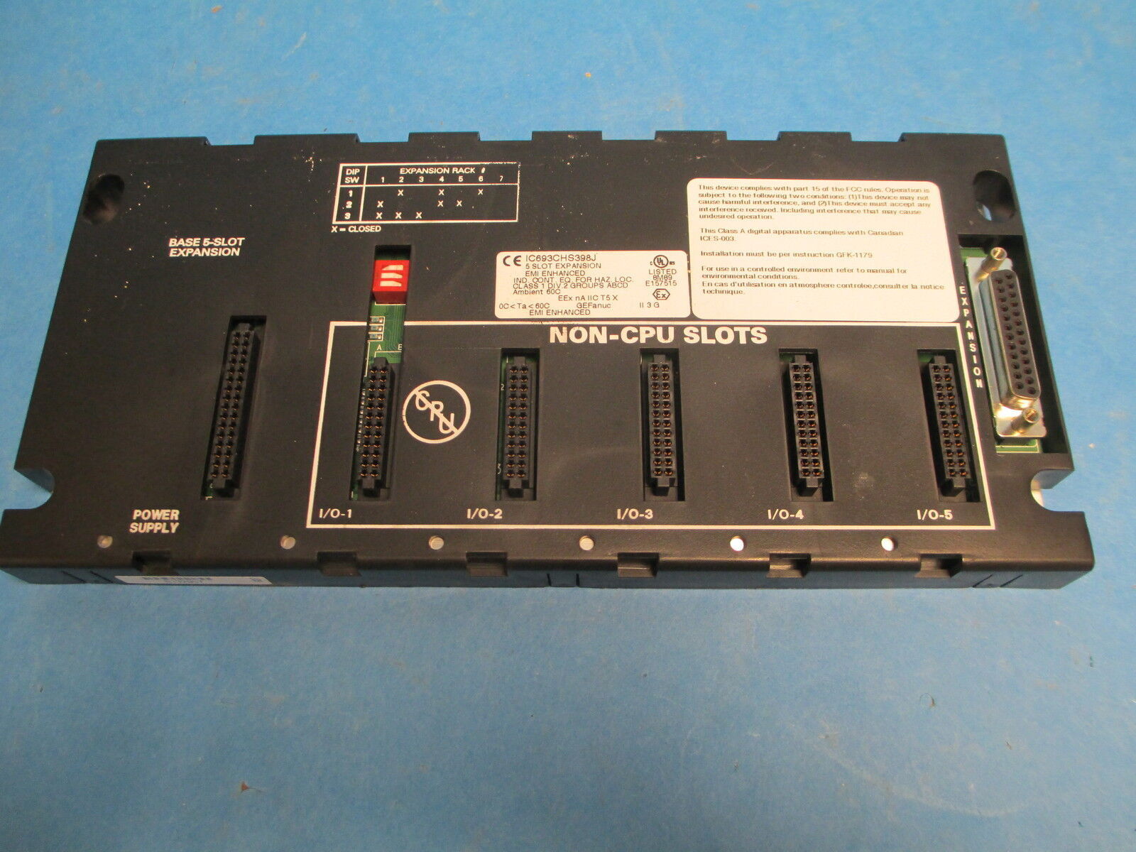 GE Fanuc 5 Slot Expansion Base IC693CHS398J Used