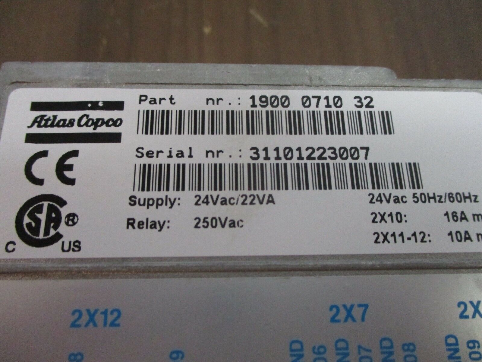 Atlas Copco Elektronikon Compressor Controller 1 900 0710 32 24VAC 50/60Hz 22VA