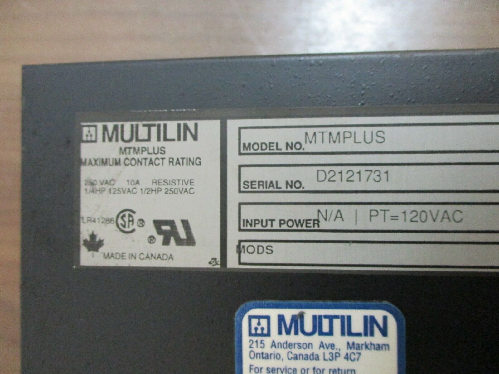Multilin Meter/Transducer Module MTMPLUS 120VAC Used