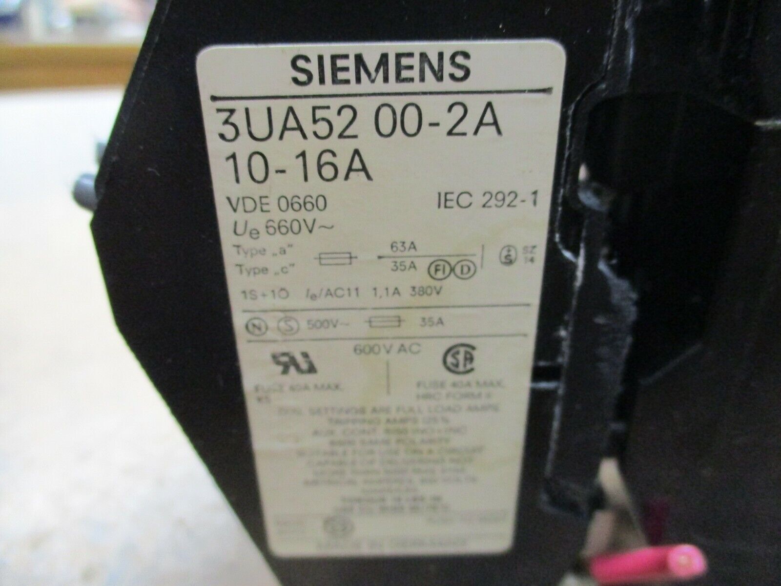 Siemens Size 1 Starter 3TB43 17-7E / 3UA52 00-2A 120V Coil Trip: 10-16A Used