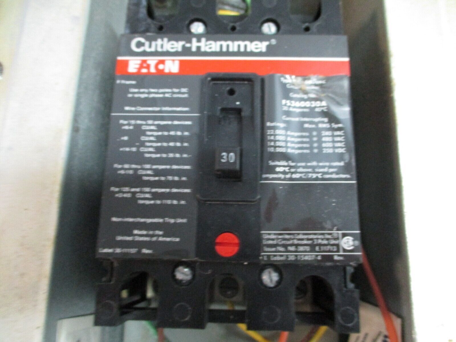 Cutler-Hammer Explosion Proof Circuit Breaker Enclosure EAB 30A 600V Used