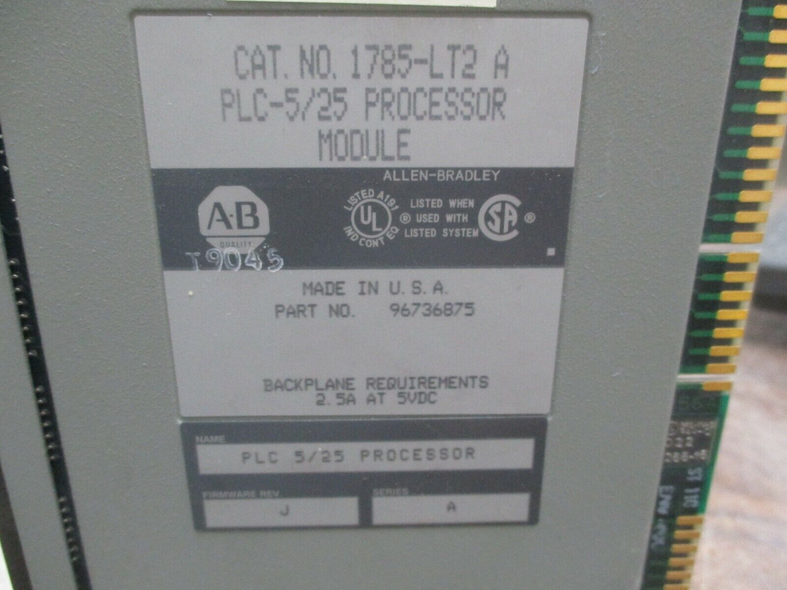 Allen-Bradley PLC-5/25 Processor Module 1785-LT2 A *Needs Programming* Used