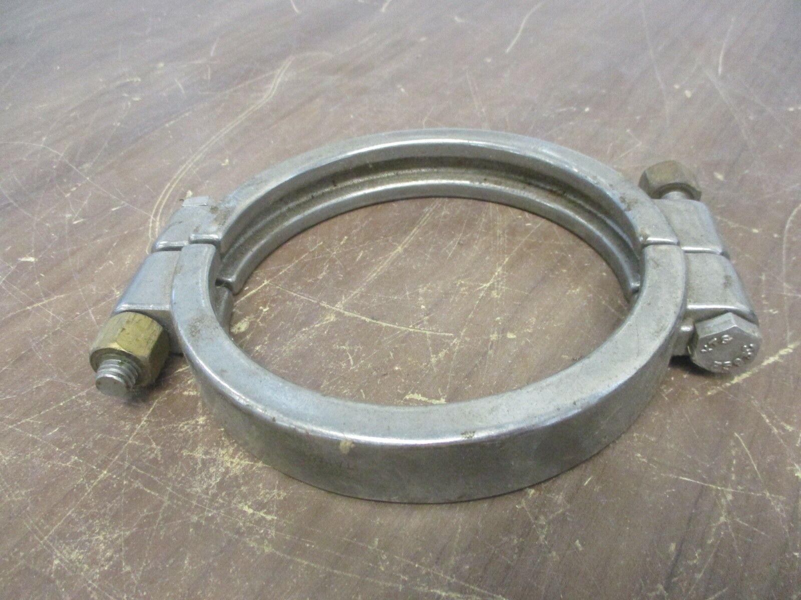Misc. Brand Stainless Steel High-Pressure Sanitary Clamp Size: 4-1/4" Used