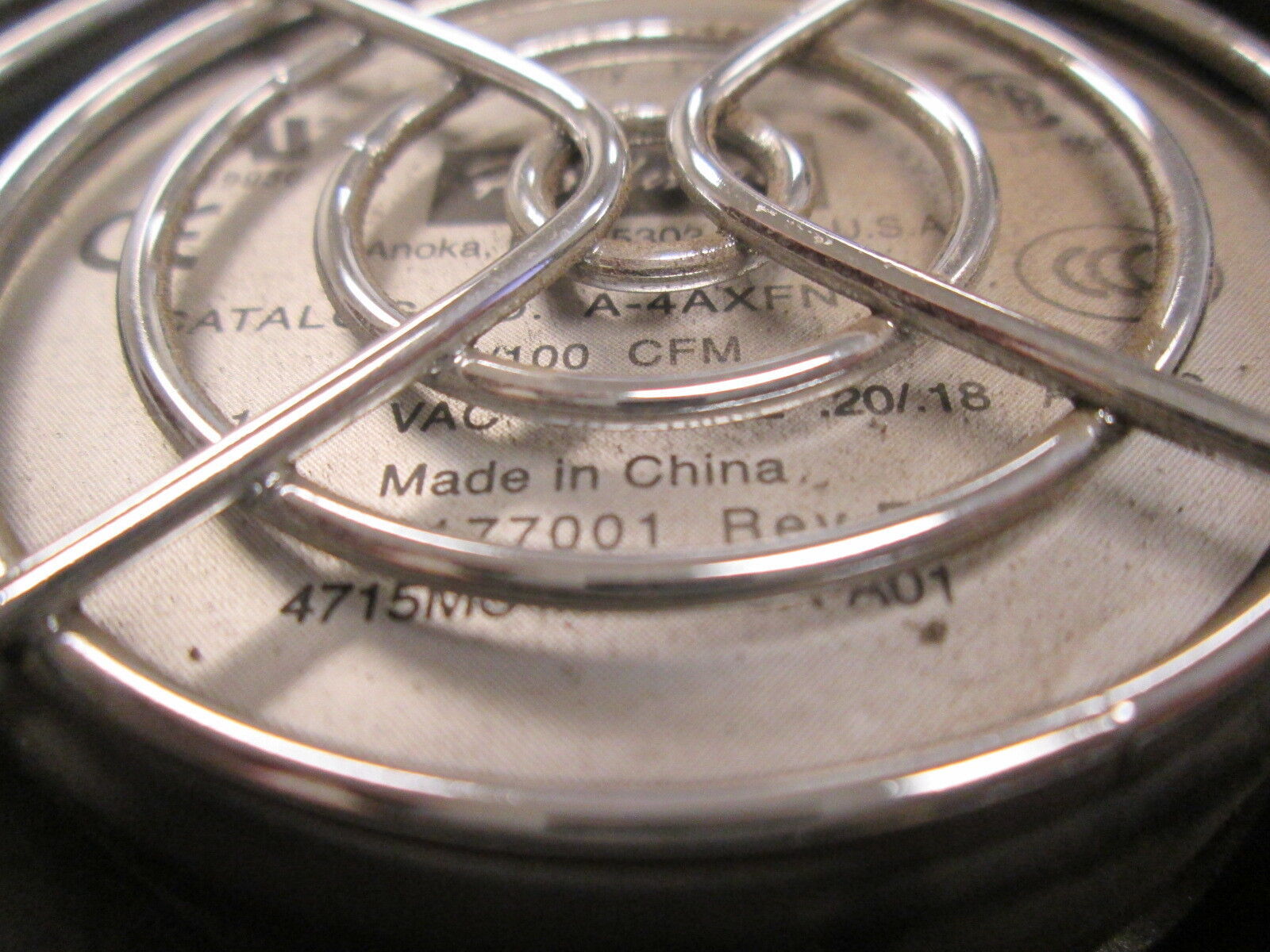 Hoffman Thermally Protected Fan A-4AXFN w/ Grate 85/100 CFM 115VAC 50/60Hz Used