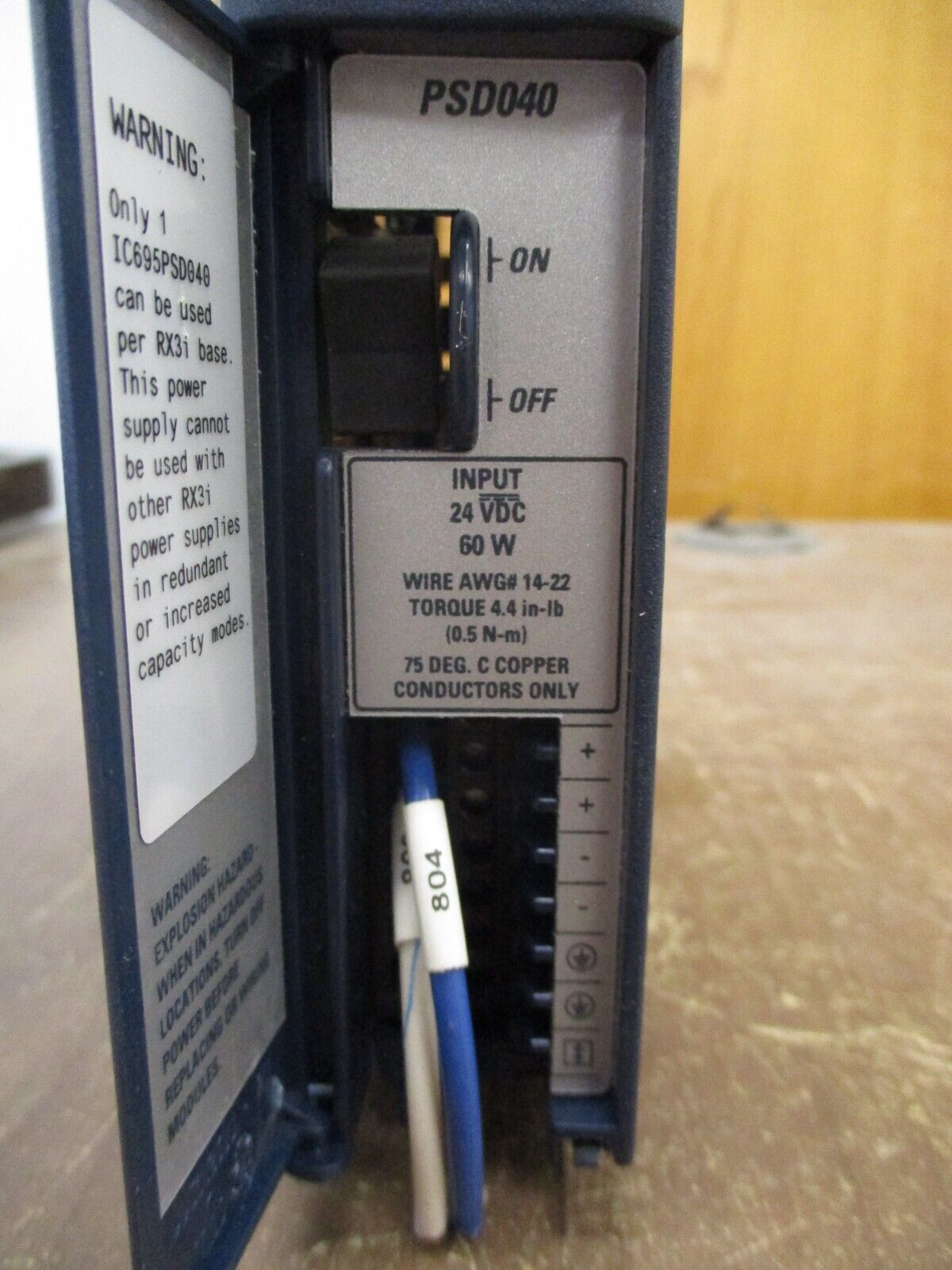 GE Fanuc RX3: 40W Power Supply Module IC695PSD040H 24VDC Used