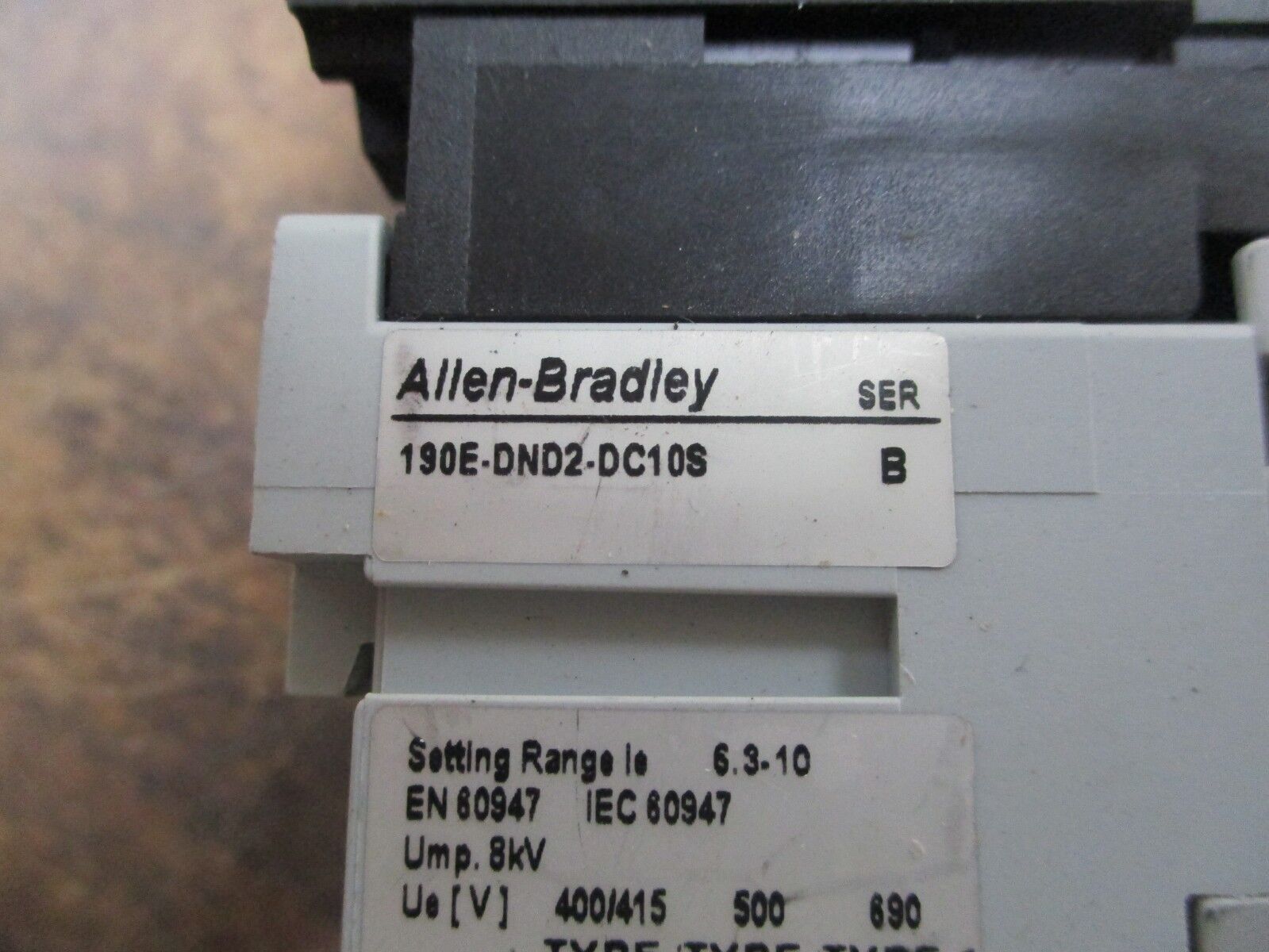 Allen-Bradley Starter 190E-DND2-DC10S 120V Coil 30A 600V Trip: 6.3-10A Used