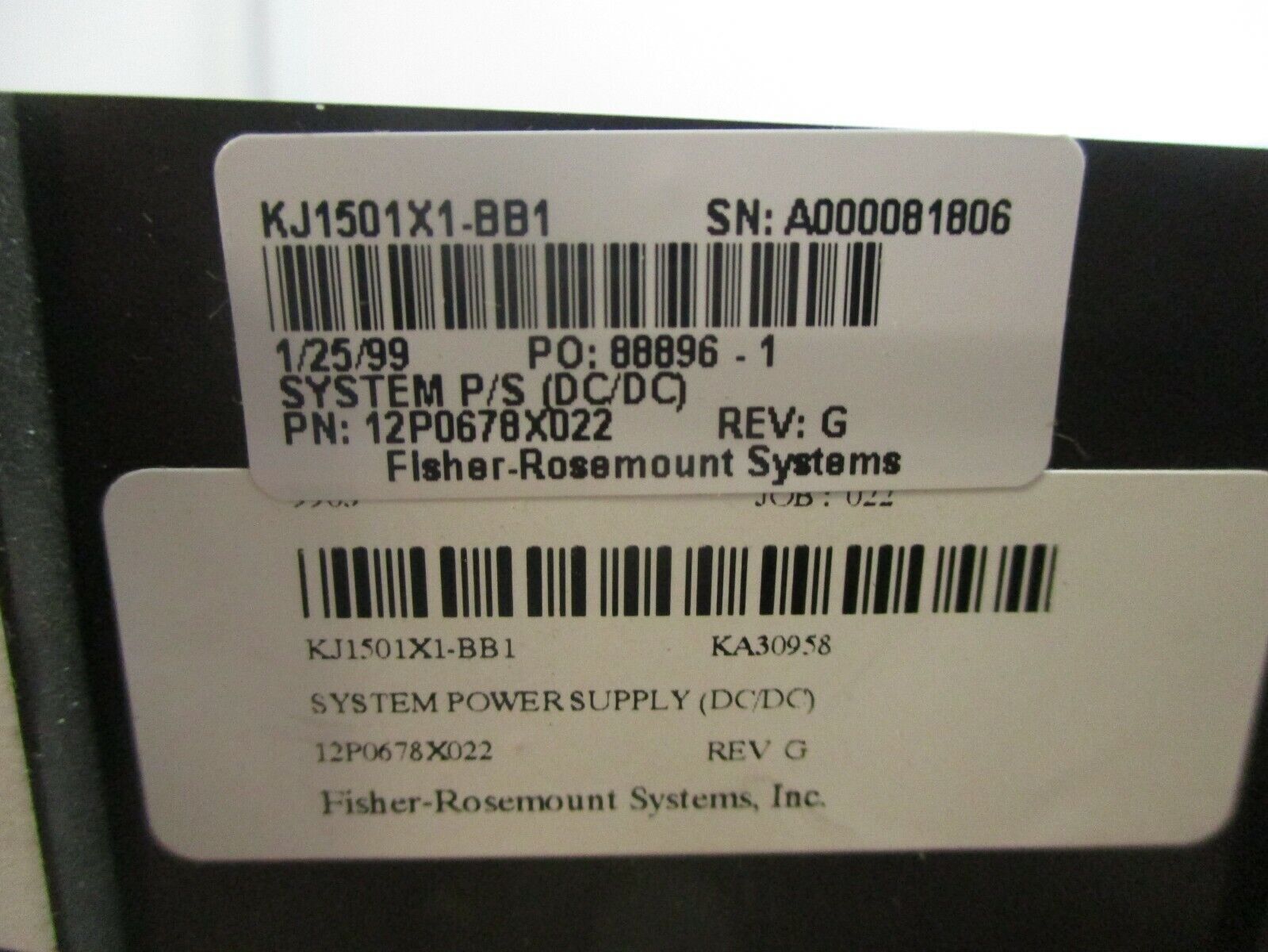 Fisher-Rosemount KJ1501X1-BB1 Delta V System Power Supply 12P0678X022 Rev. G