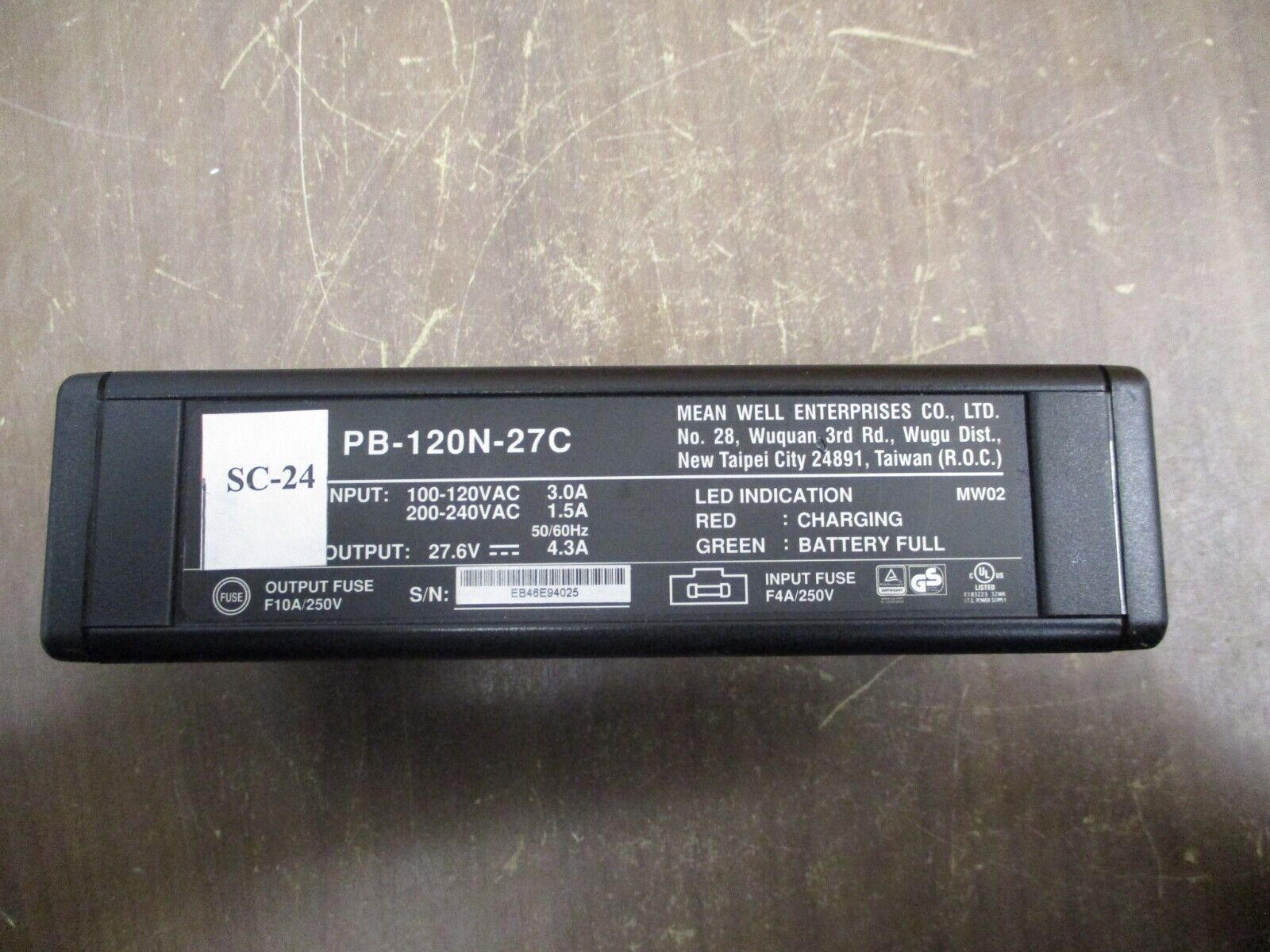 Mean Well Battery Charger PB-120N-27C Output: 27.6VDC 4.3A *No Cable* Used