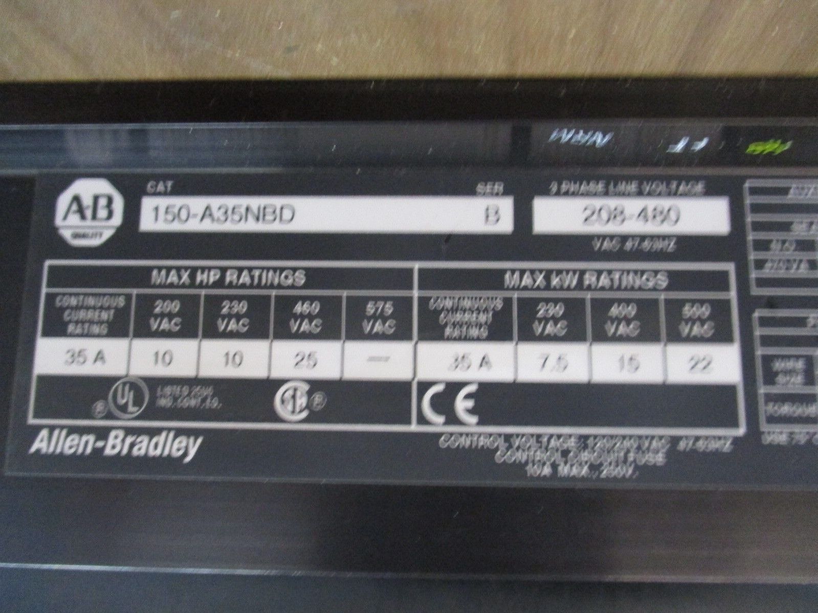 Allen-Bradley SMC Dialog Plus Soft Start 150-A35NBD Ser. B 25HP 208-480V 35A