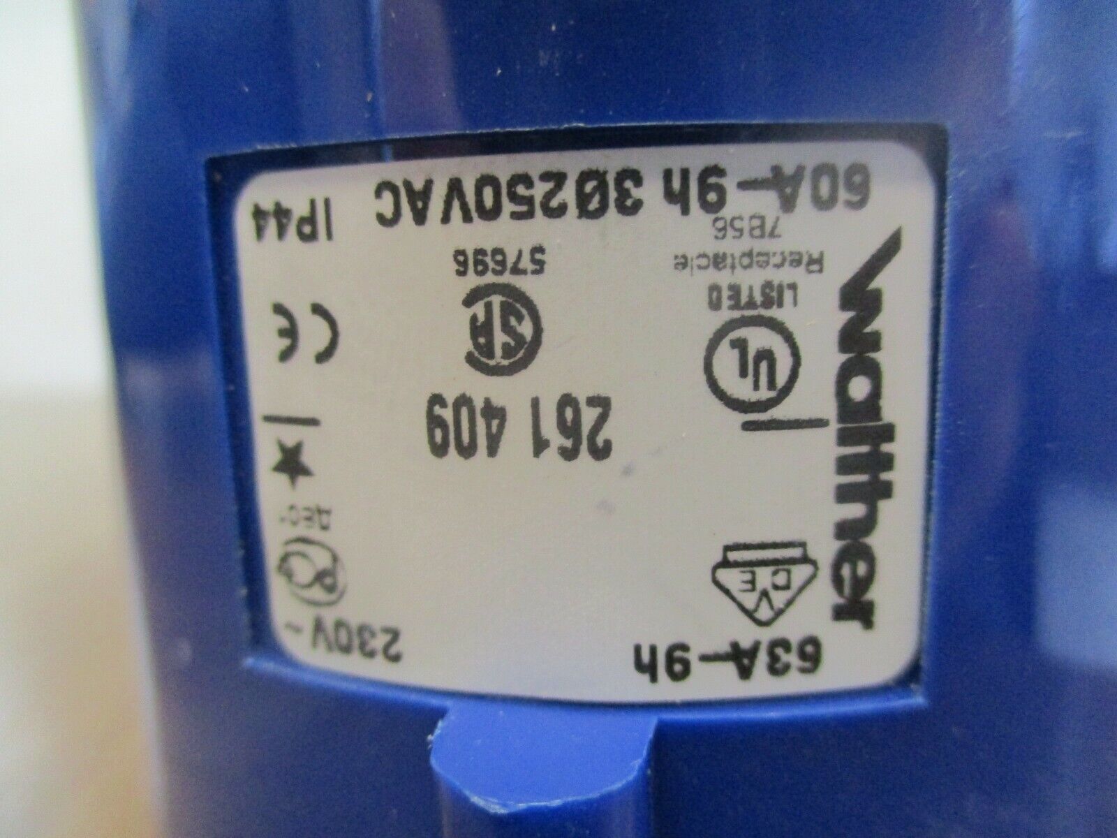 Hubbell/Walther Plug & Connector Set 460C9W/261409 60A 250V 3Ph Used