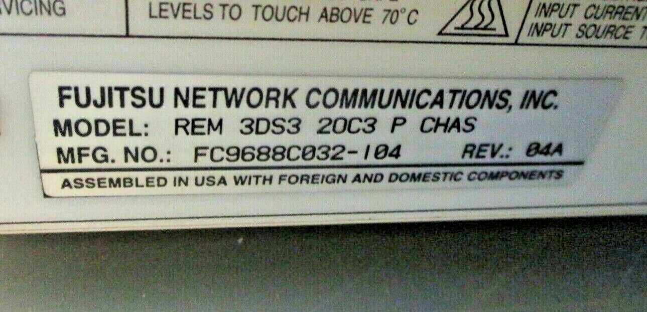 Fujitsu Flashwave 4010 Chassis REM 3DS3 20C3 P CHAS MFG No. FC9688C032-104 Used
