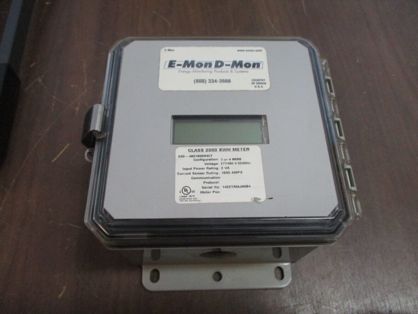 E-Mon D-Mon Class 2000 KWH Meter E20-4801600RKIT 1600A 277/480V 50/60Hz Used