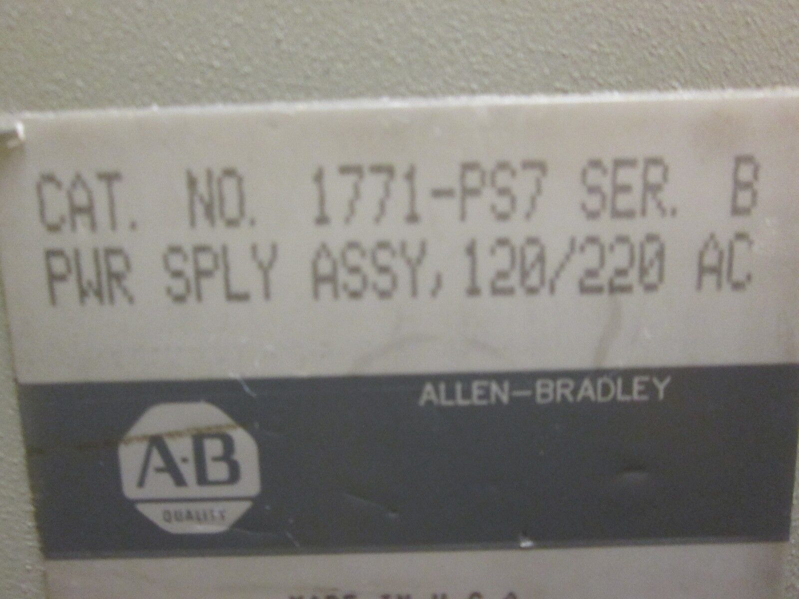 Allen-Bradley Power Supply Assembly 1771-PS7 Used