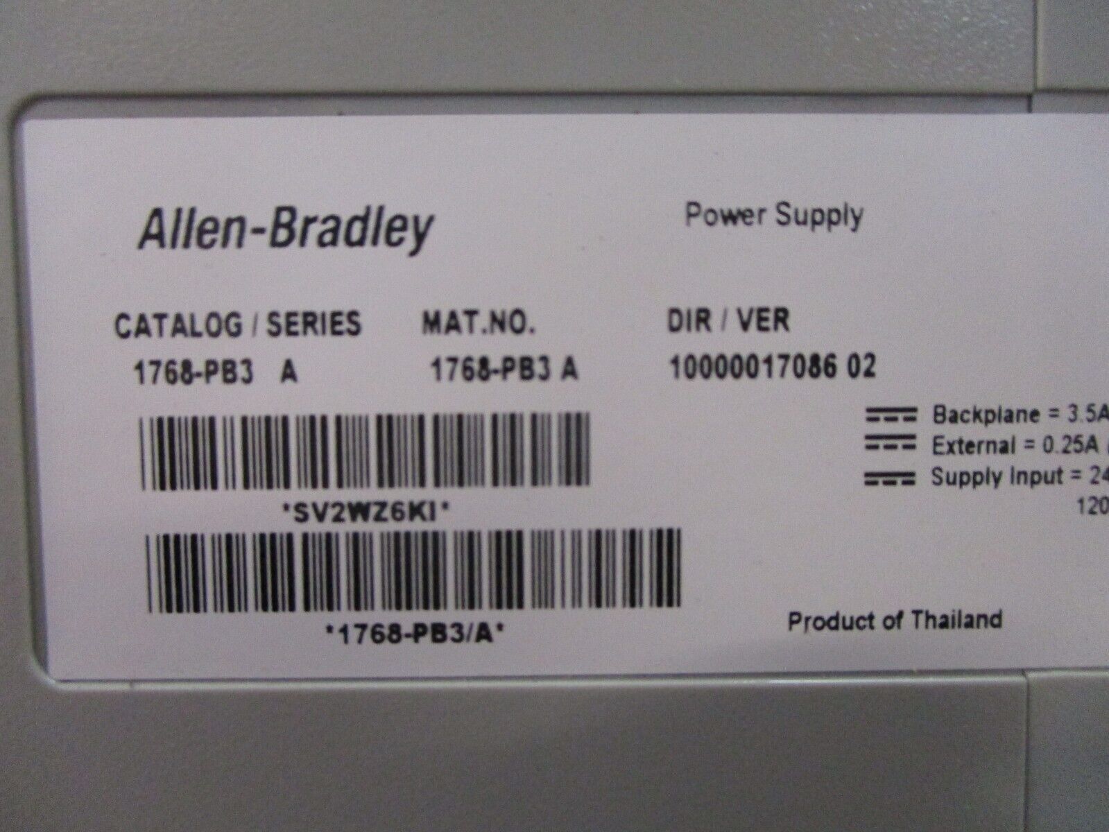 Allen-Bradley Power Supply 1768-PB3 Ser. A Used