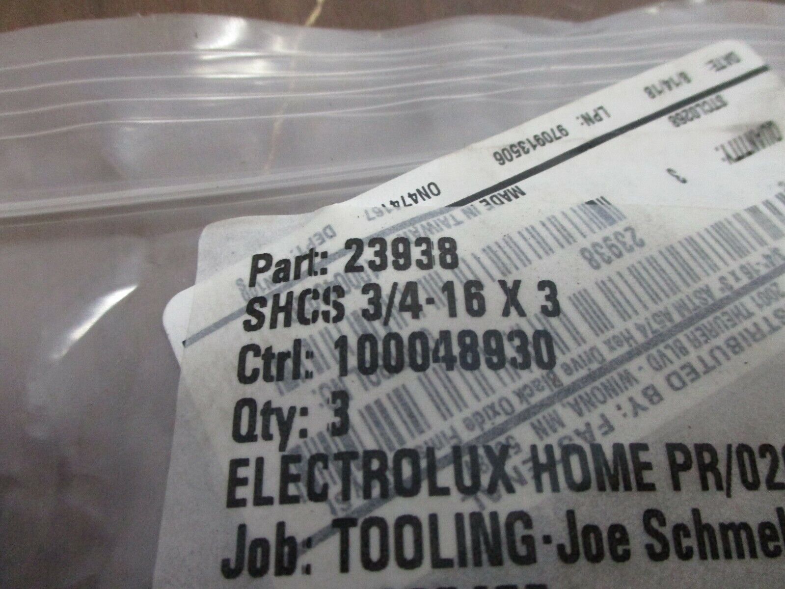Misc. Brand Hex Socket Cap Screw 23938 Size: 5/8" Length 3" Black Oxide *No Box*