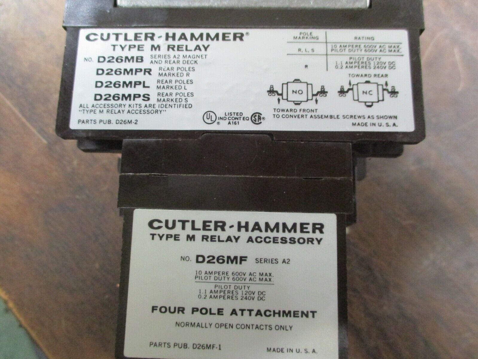 Cutler-Hammer Type M Relay w/ 4 Pole Attachment D26MB/D26MF 120V Coil Used