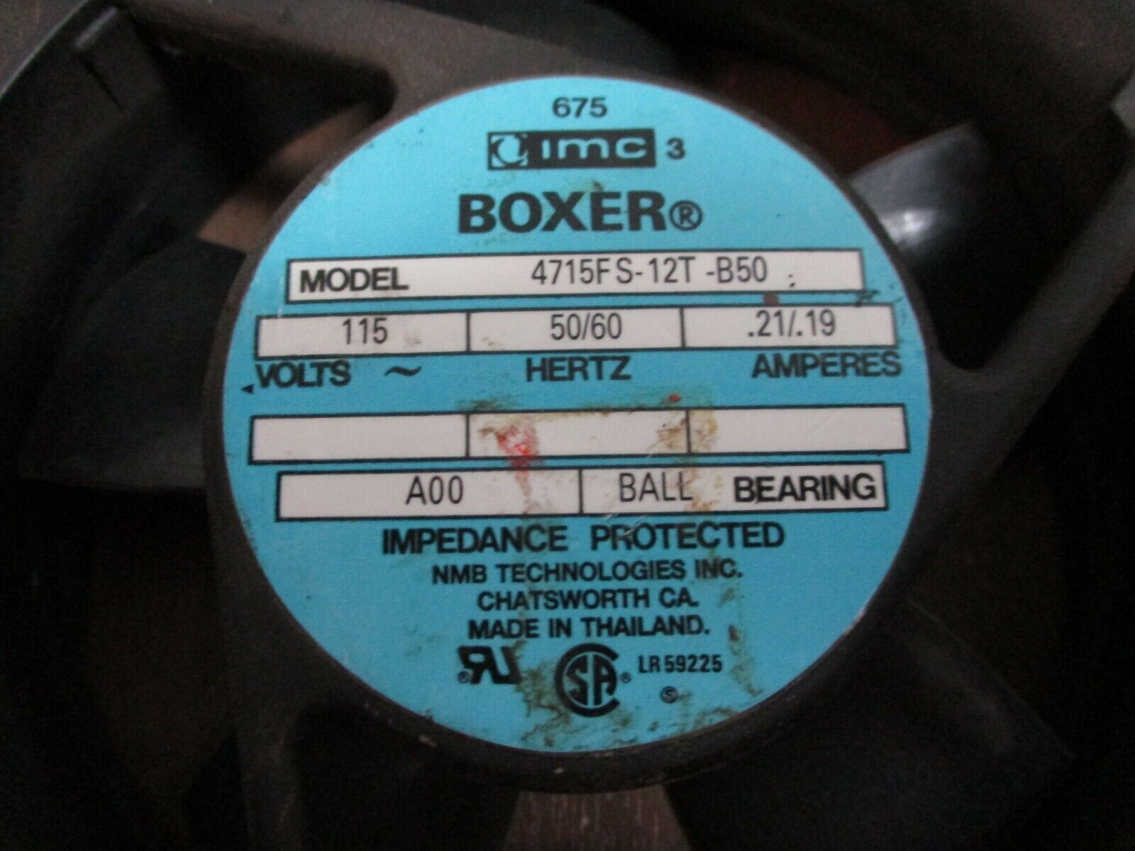 IMC Boxer Fan 4715FS-12T-B50 115V 50/60Hz 0.21/0.19A Used