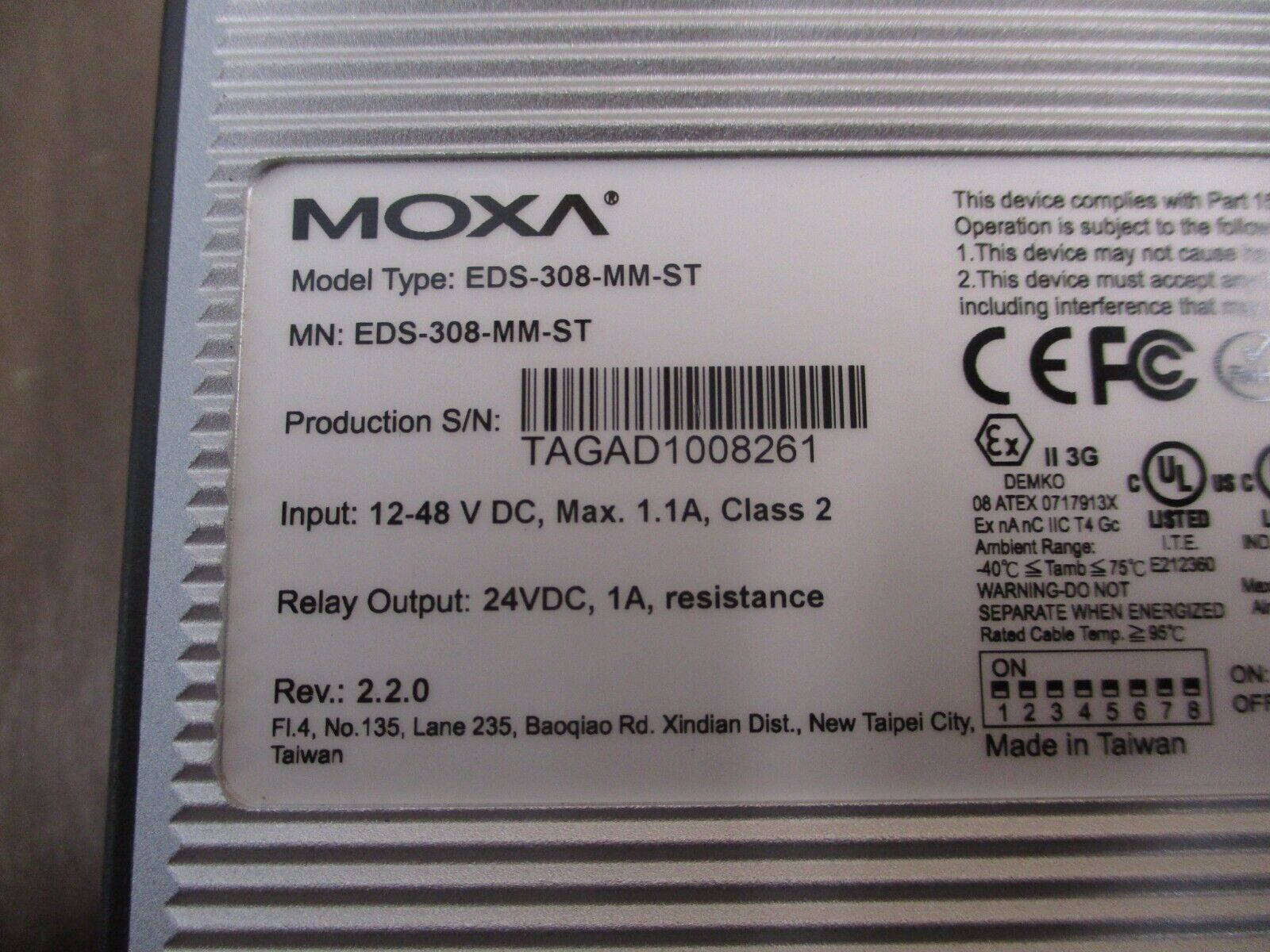 Moxa Industrial Unmanaged Ethernet Switch EDS-308-MM-ST 8-Port Used
