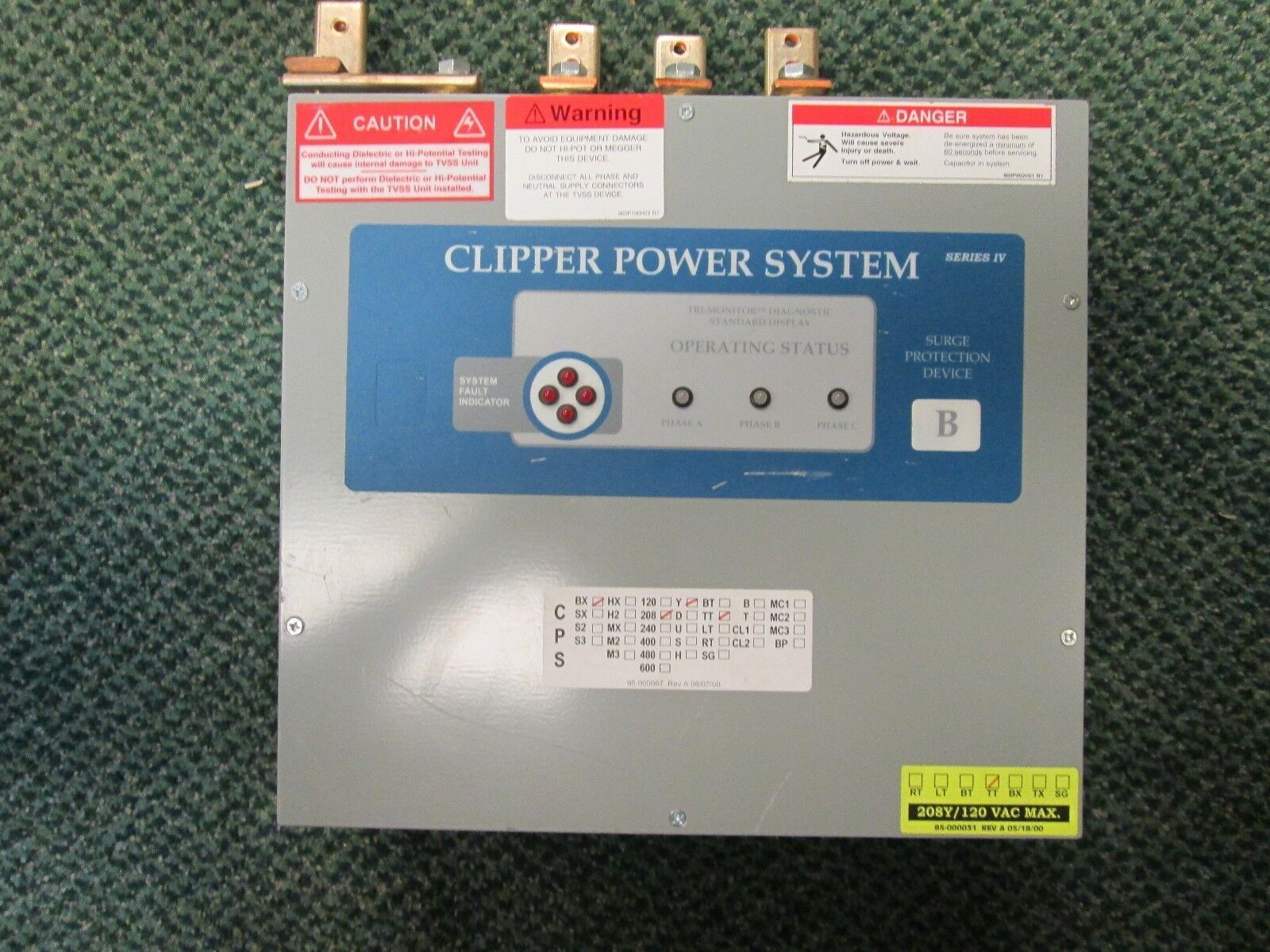 Clipper Power Systems Surge Suppressor, BX208YTT, Series IV, 208Y/120V