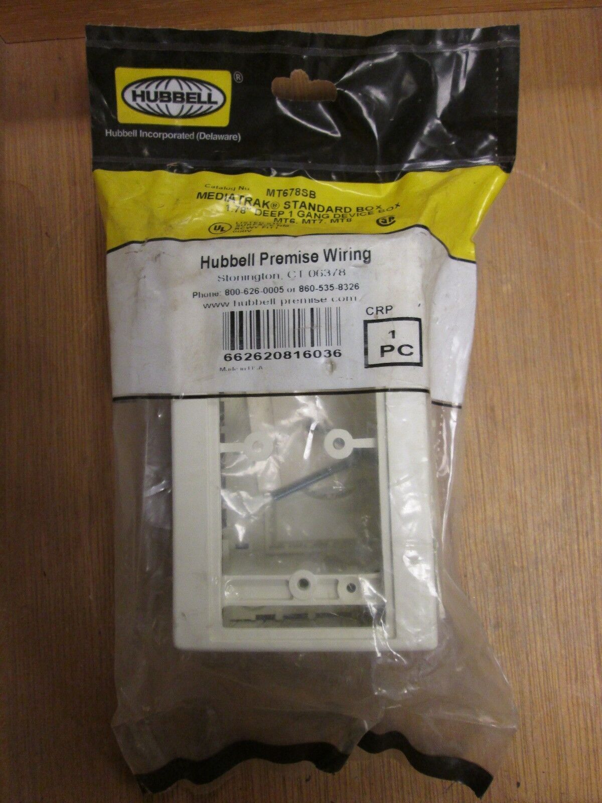 Hubbell Mediatrak 1 Gang Box MT678SB New Surplus