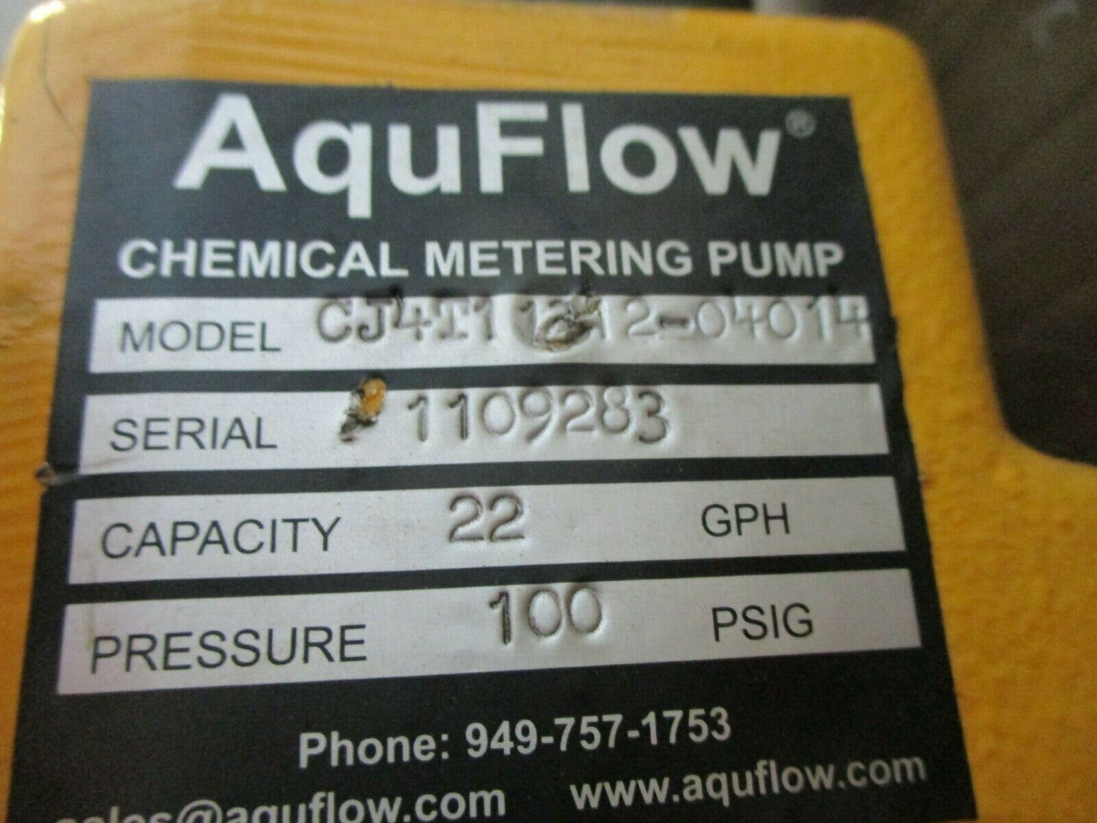 AquFlow Chemical Meter Pump w/ DC Motor CJ4I11212-04014 22GPH 100PSIG 0.5HP Used