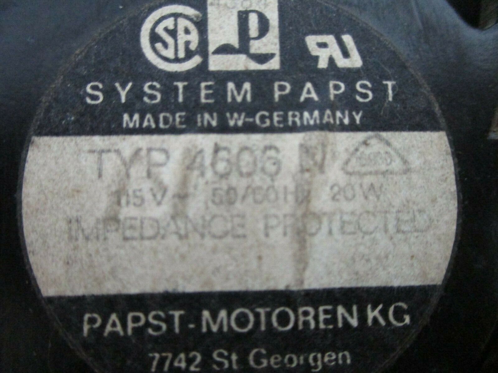 Papst Axial Fan 4606 N 115V 50/60Hz Used